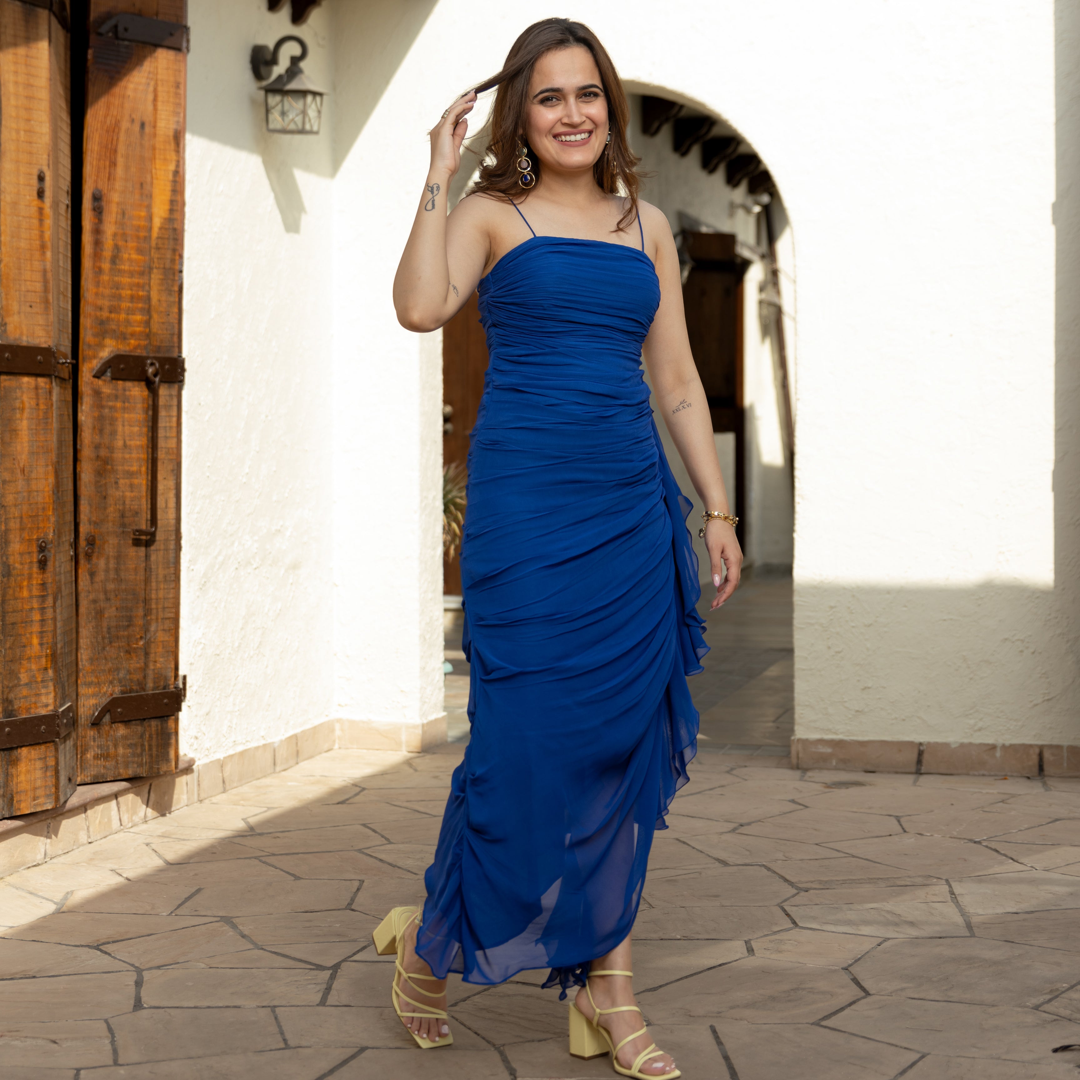 Mermaid Royal Blue Designer Georgette Dress For Women Online