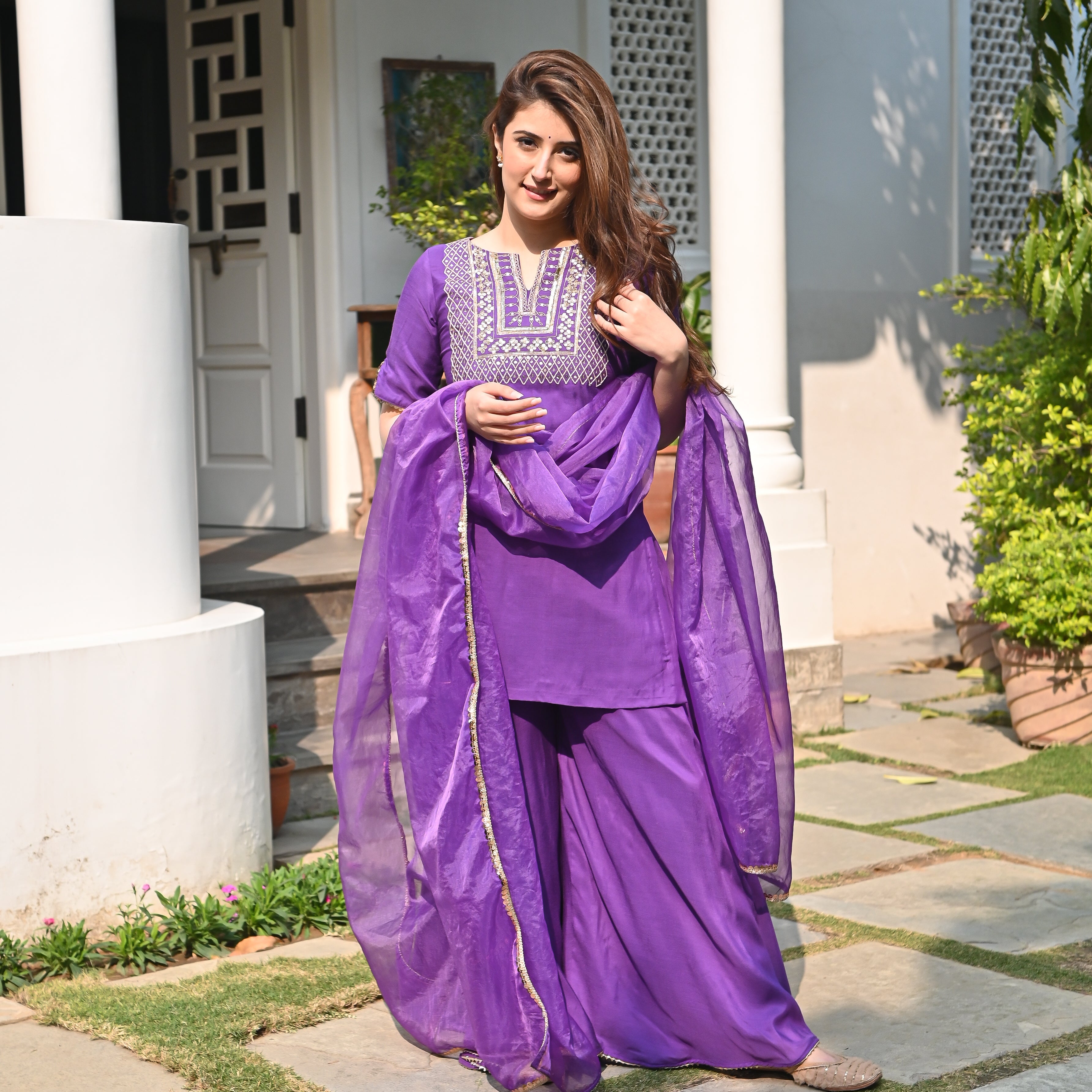 Tara Traditional Designer Purple Suit Set for Women Online