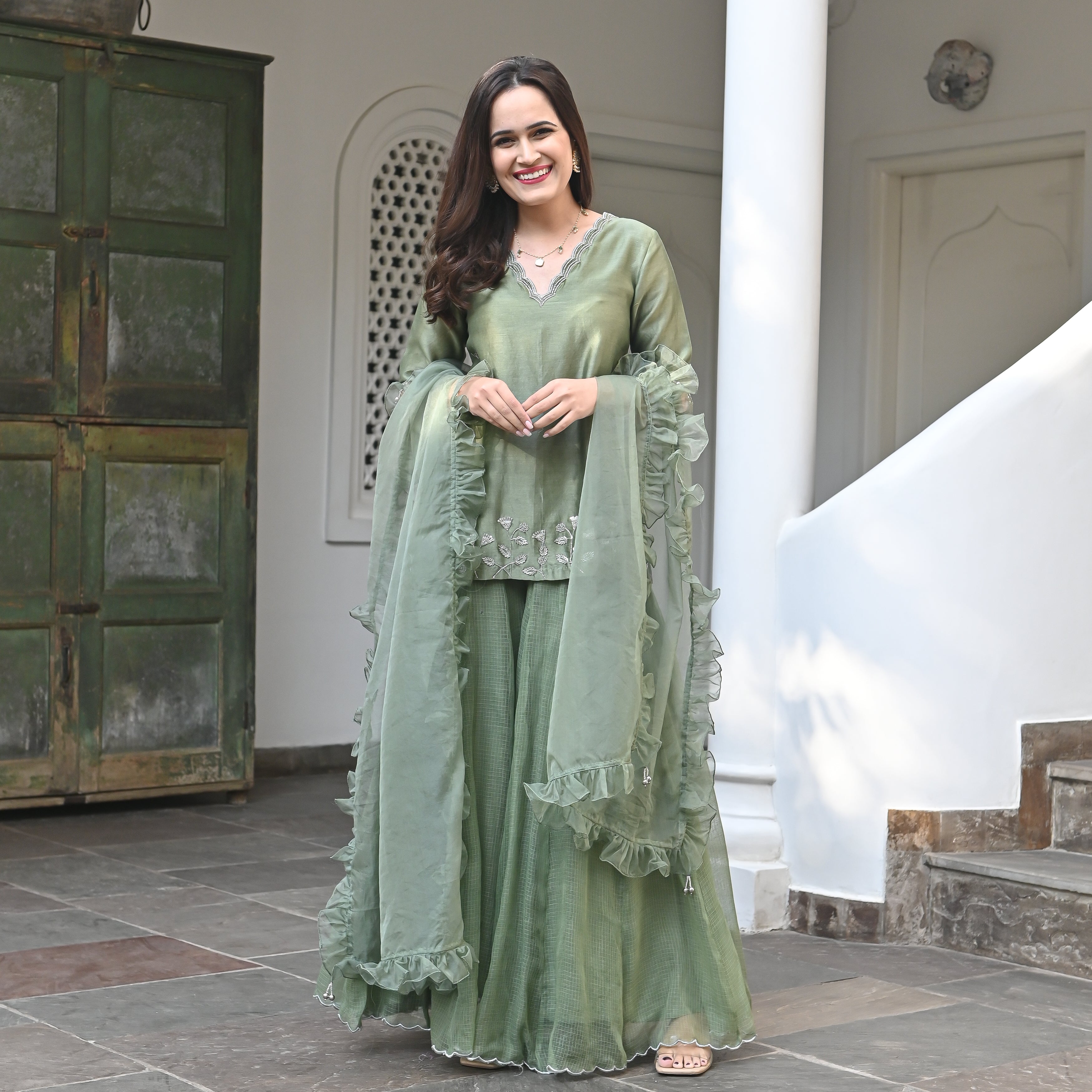 Sahar Green Sharara Salwar Suit Set For Women Online