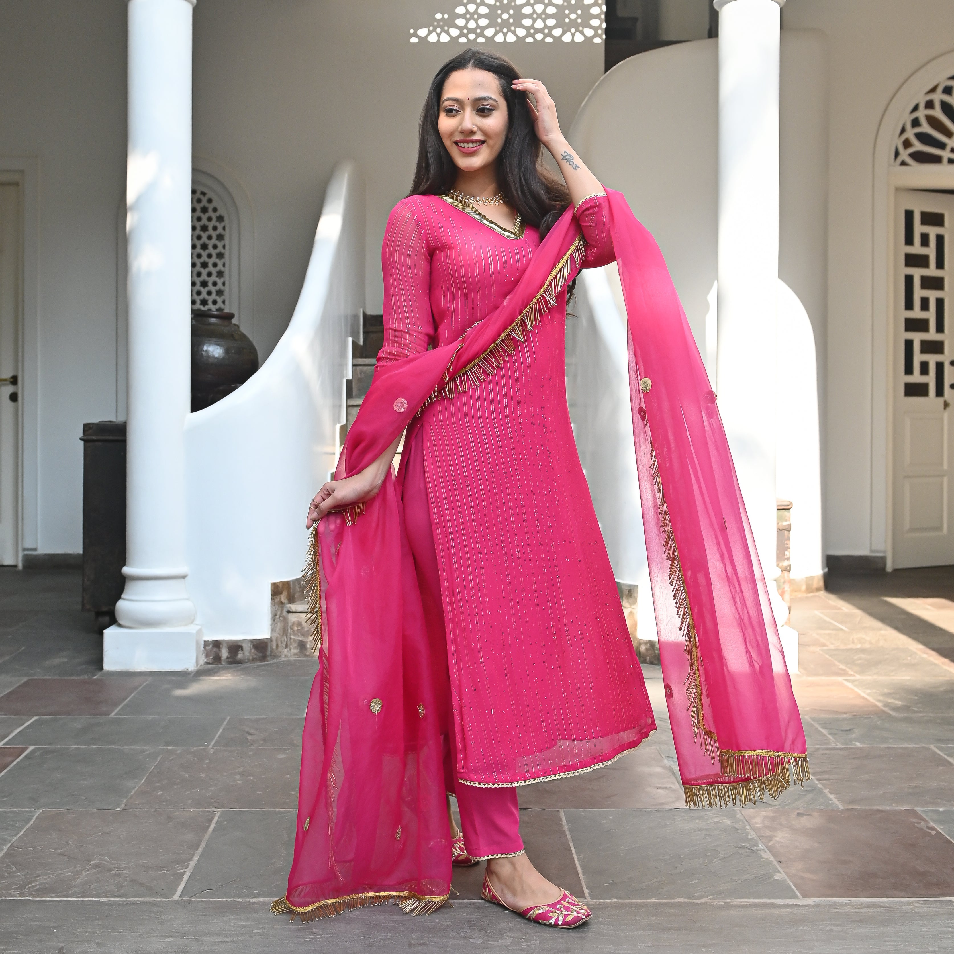 Masuma Sultan Pink Designer Traditional Silk Suit Set For Women Online