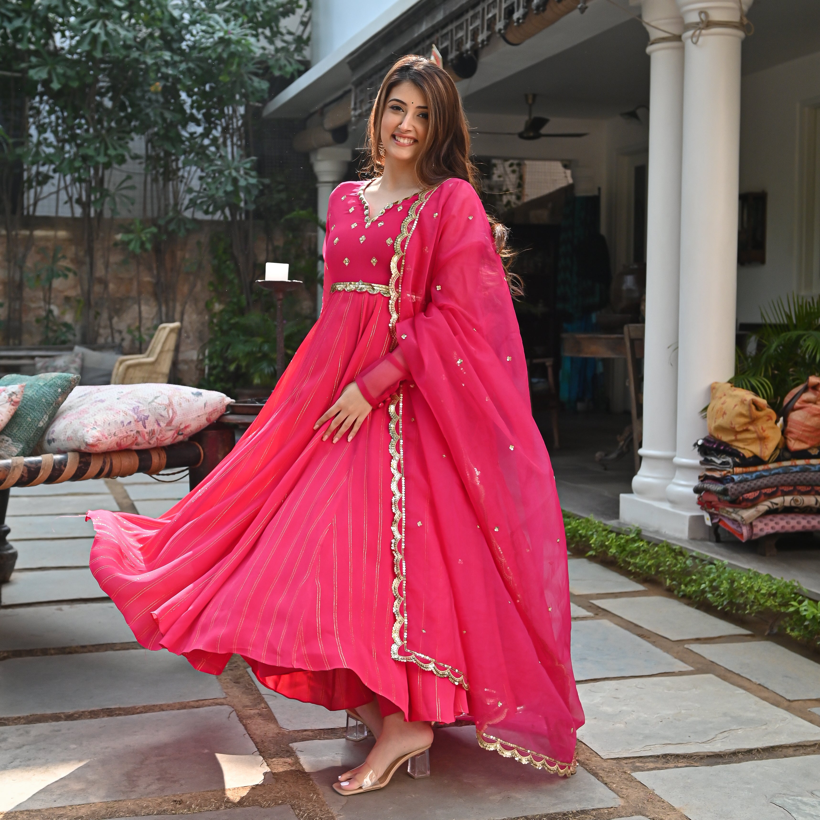 Nurjahan Pink Designer Ethnic Wear Georgette Suit Set For Women Online