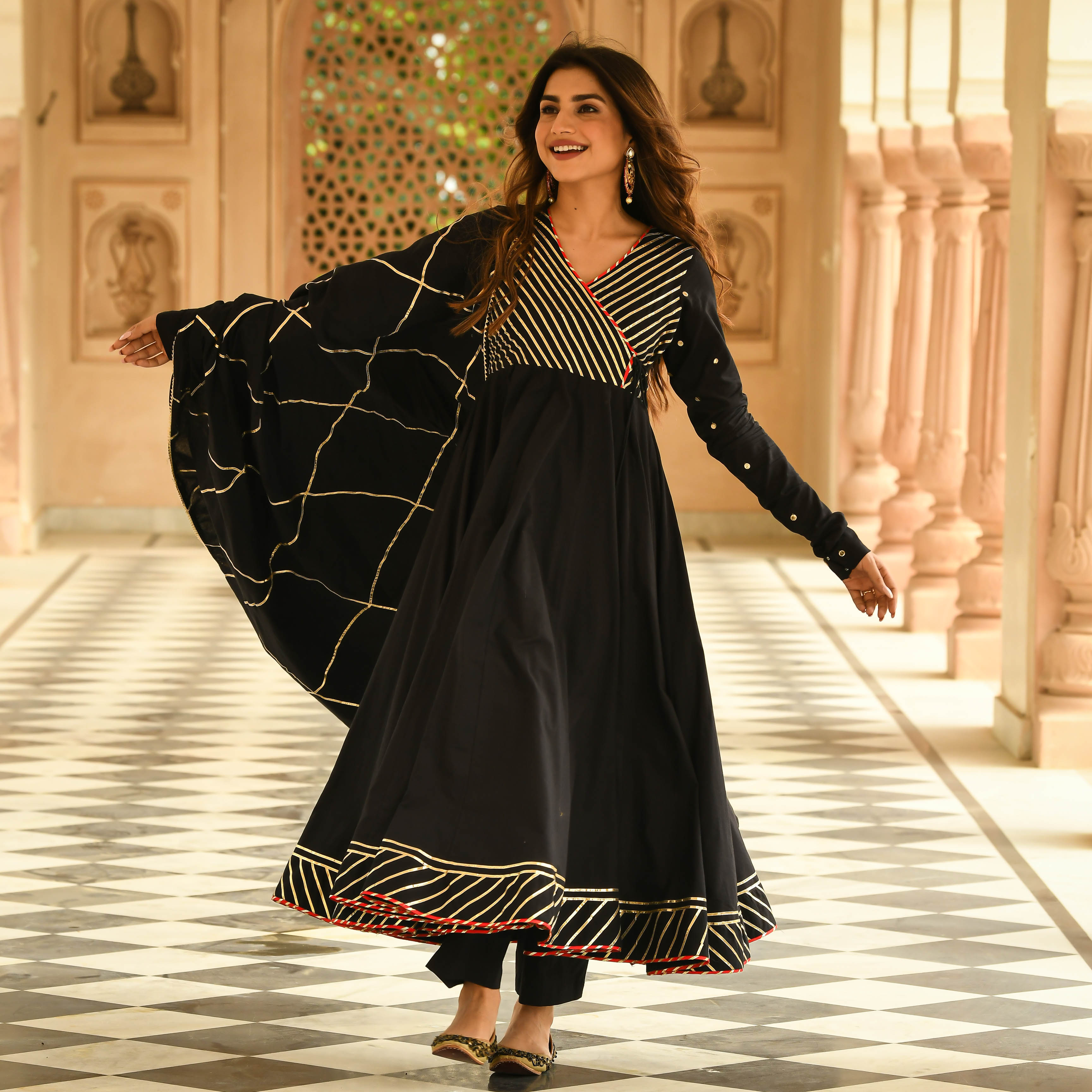 Black Designer Heavy Embroidered Wedding Anarkali Suit | Saira's Boutique