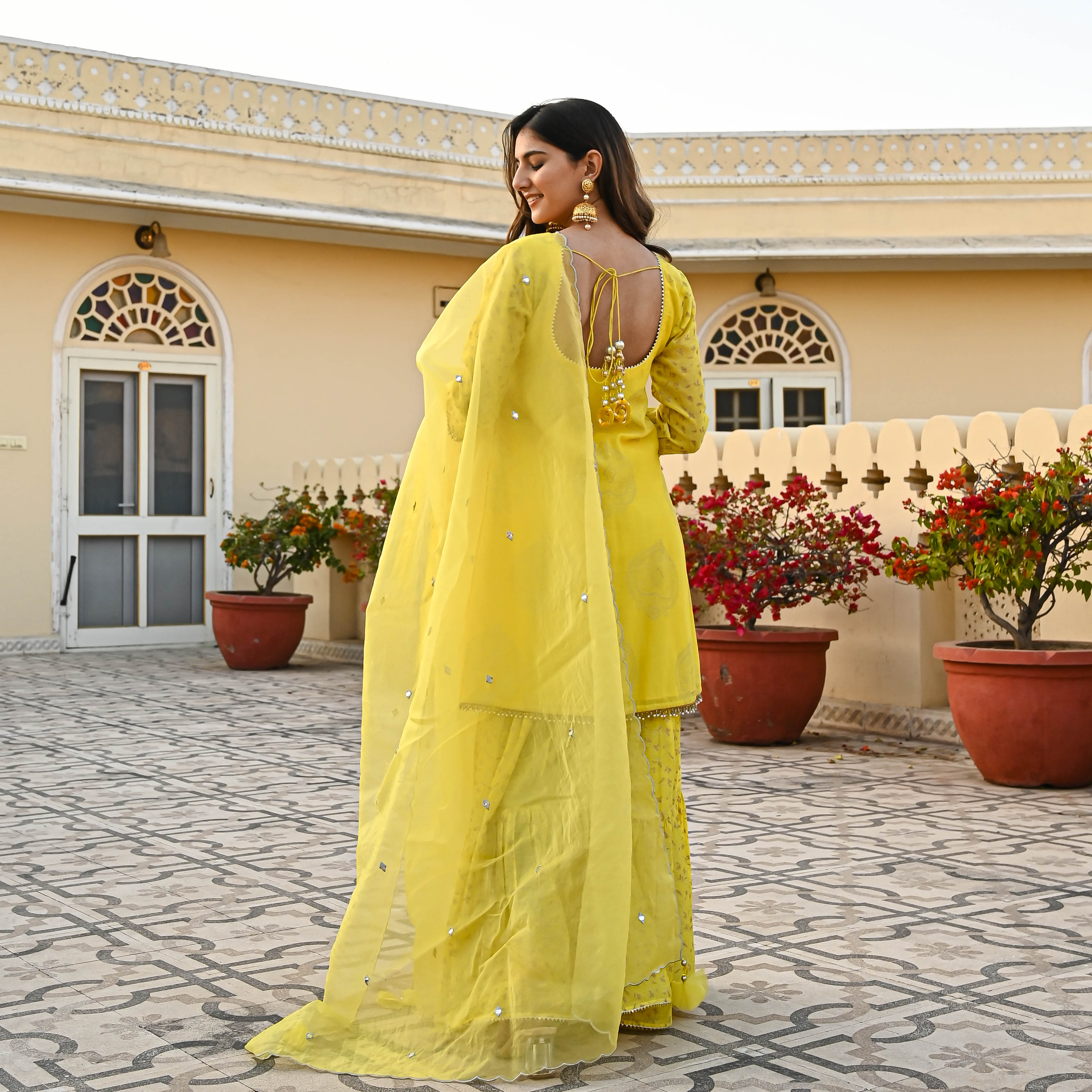 Indian Designer Wedding / Ethnic Wear Yellow Kurta Sharara Set, Beautiful  Heavy Work Embroidered Salwar Kameez Readymade, Suits for Haldi - Etsy