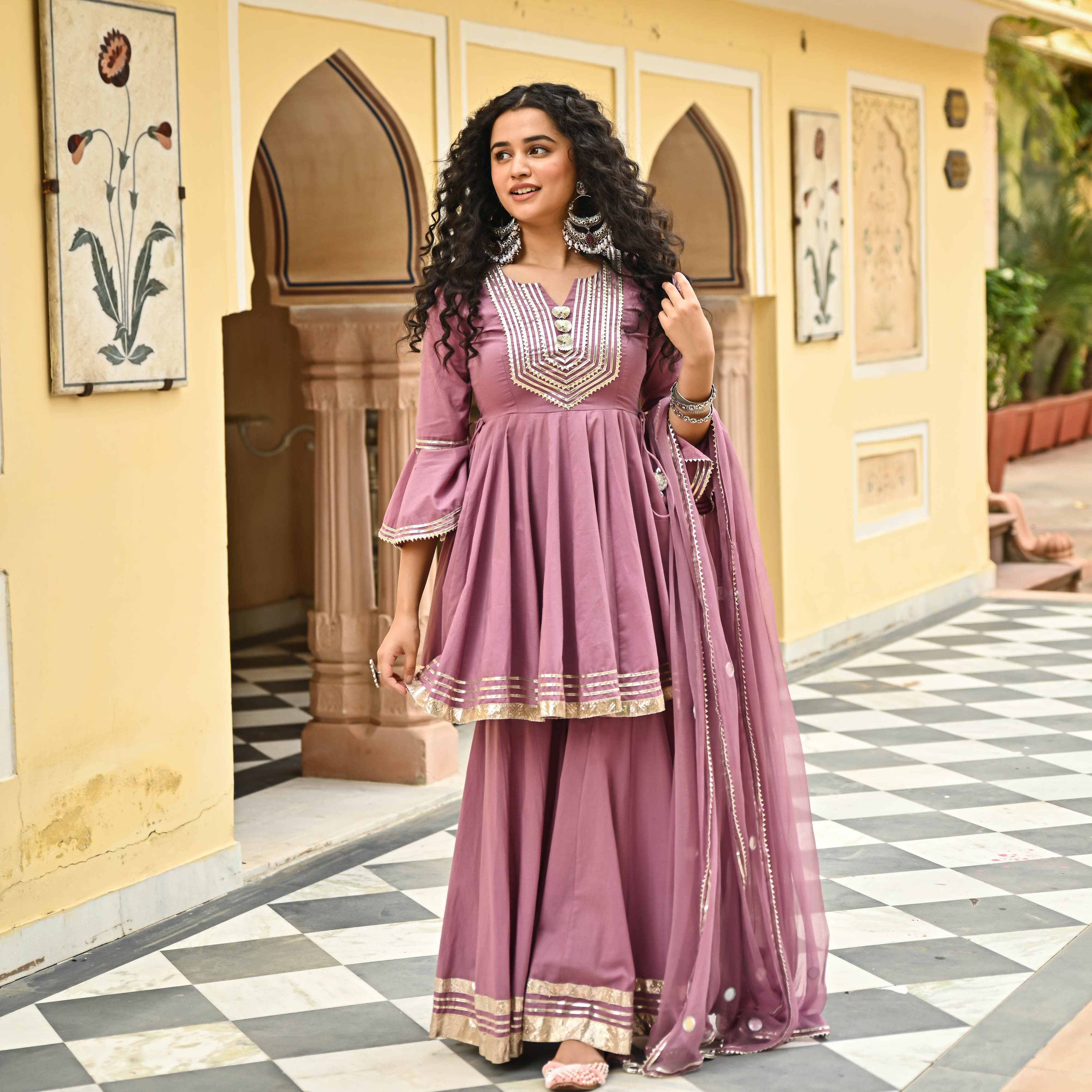 Buy UdayArt women's net with soft silk heavy embroidery and hand work semi  stitched multi color designer sharara suit Online at desertcartNorway