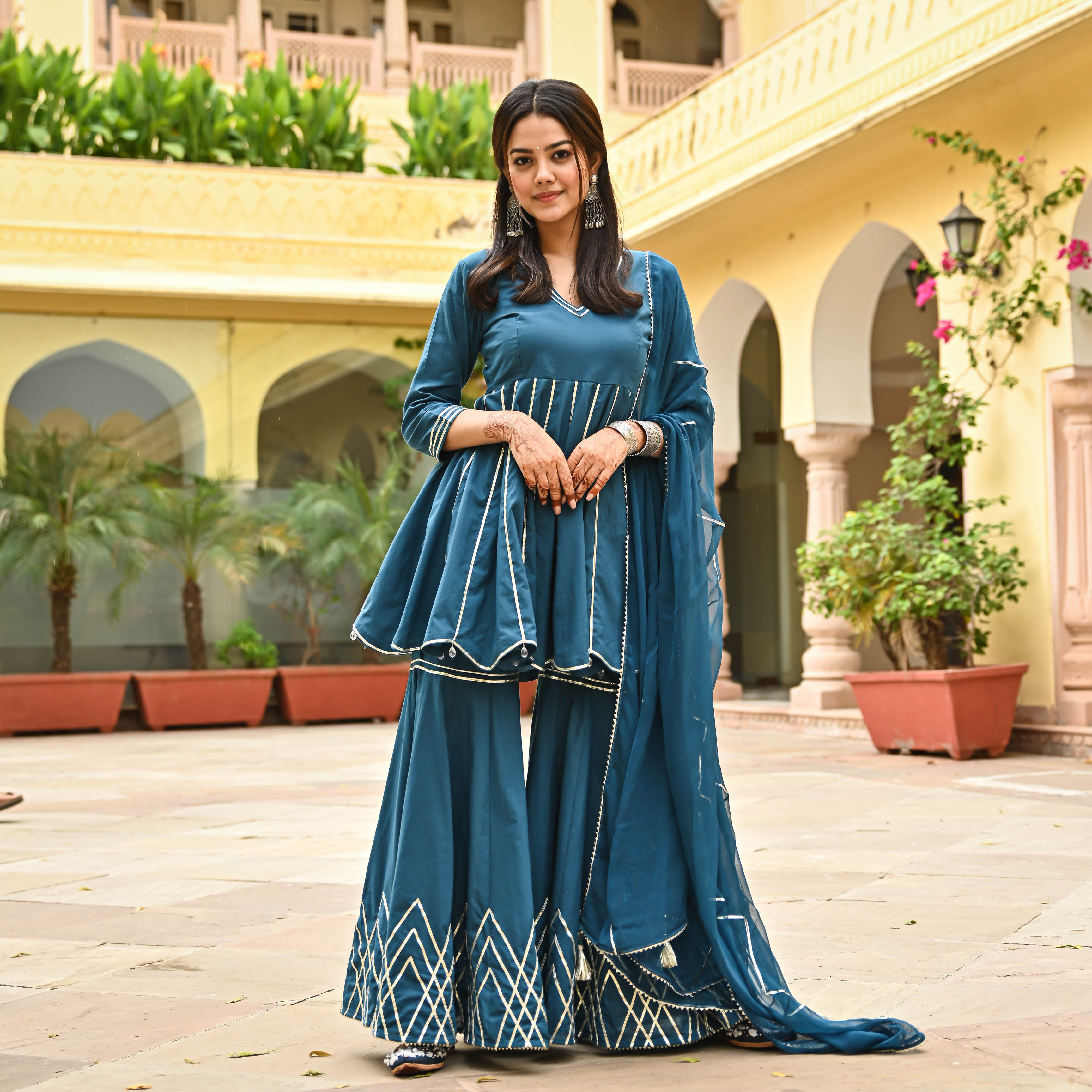 Beryl Blue Designer Anarkali Suit Set For Women Online