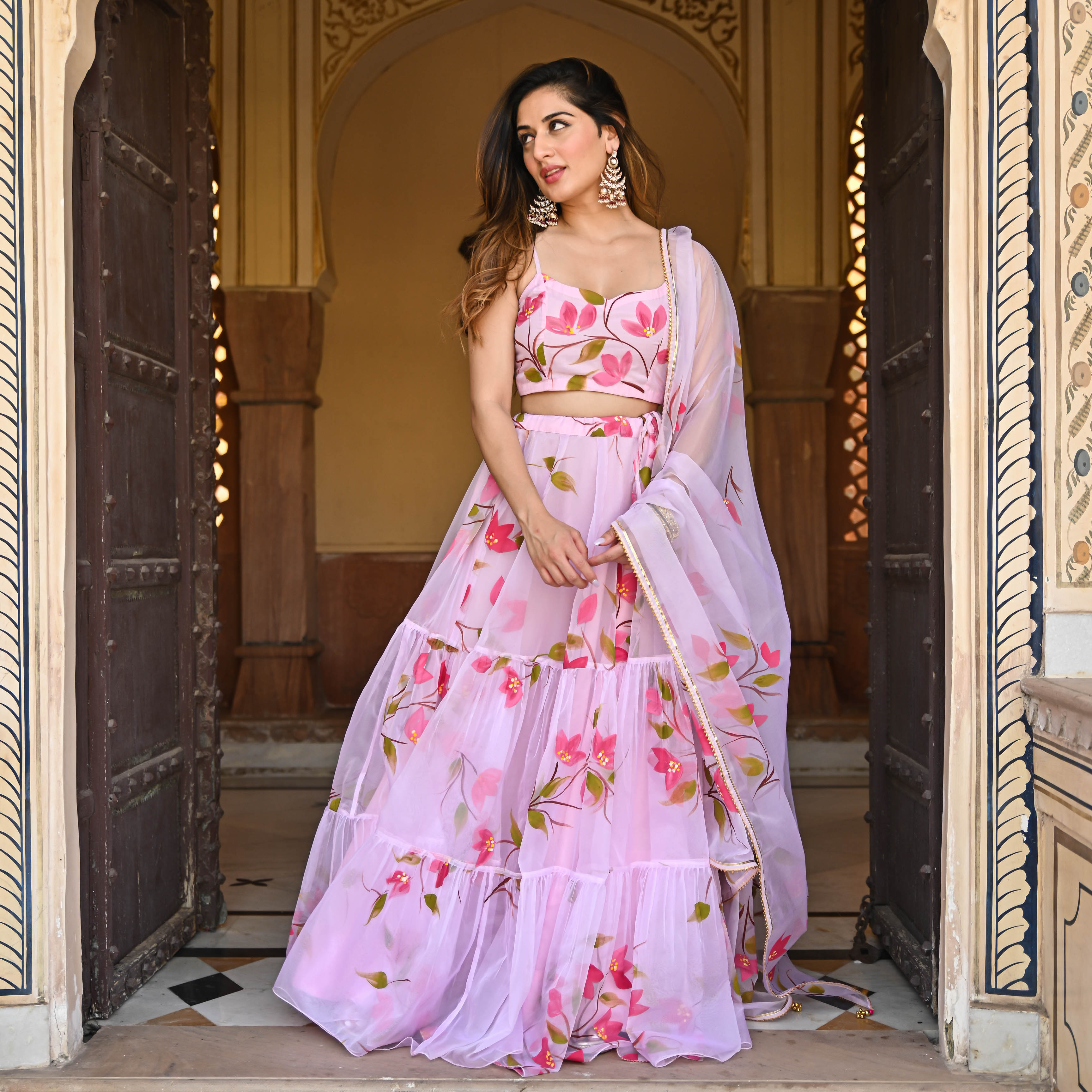 Baby pink Handpainted Lehenga Set