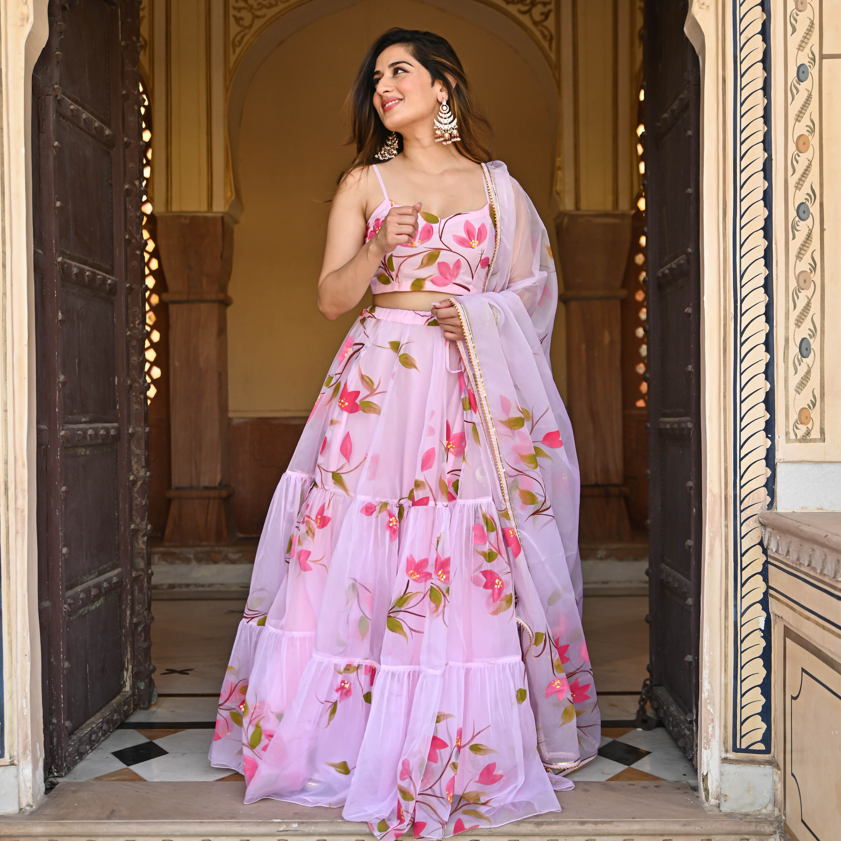 Baby pink Handpainted Lehenga Set