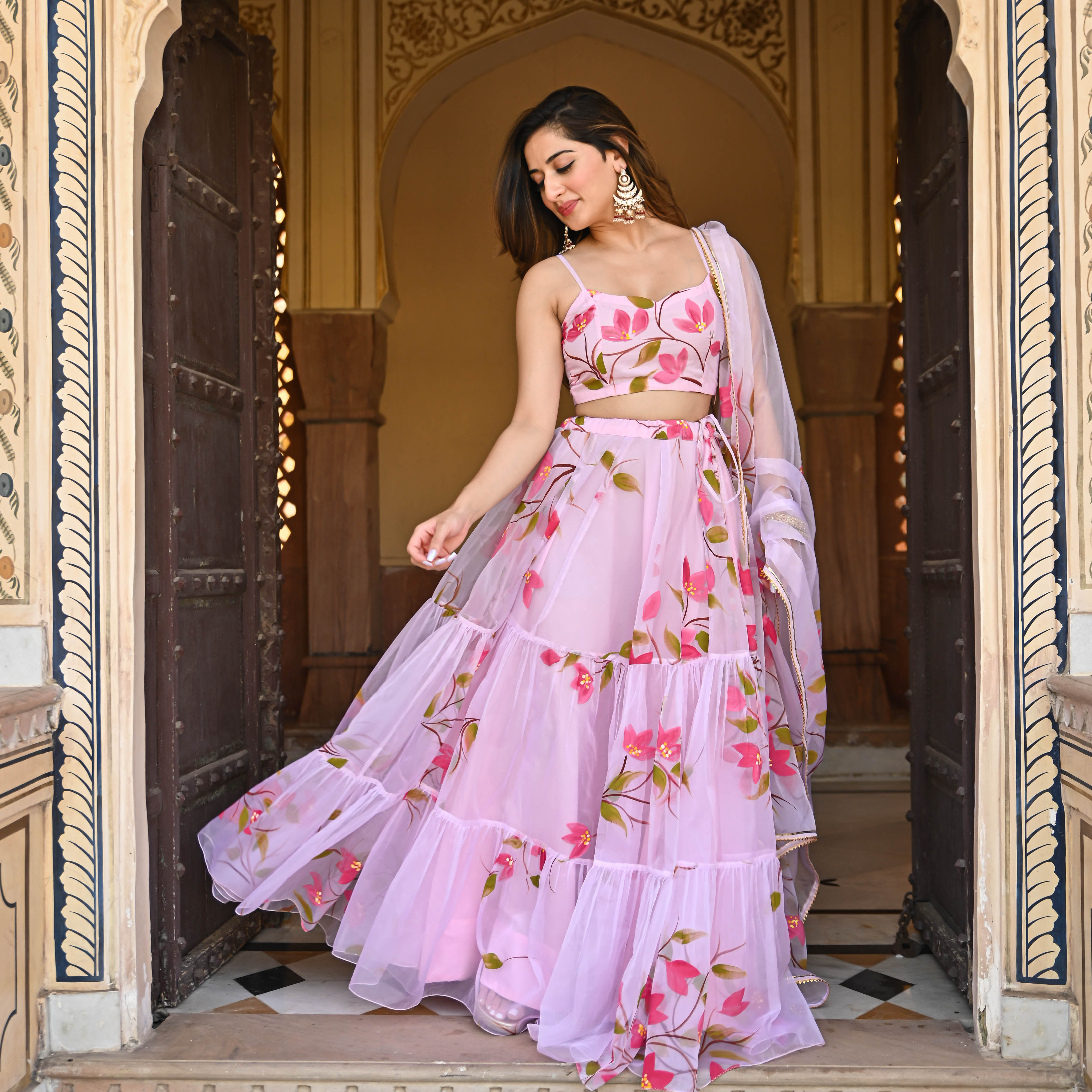 Baby pink Handpainted Lehenga Set