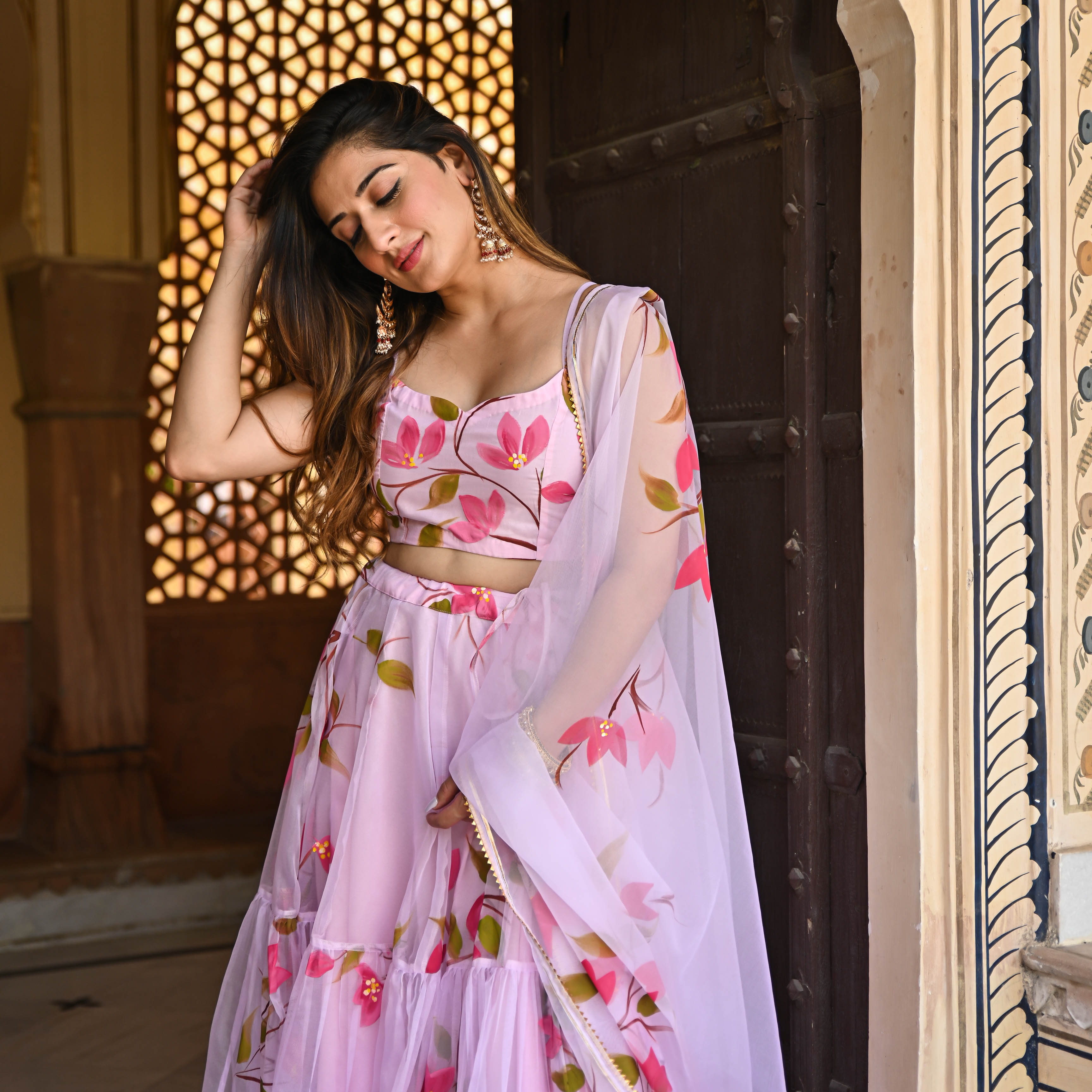 Baby pink Handpainted Lehenga Set