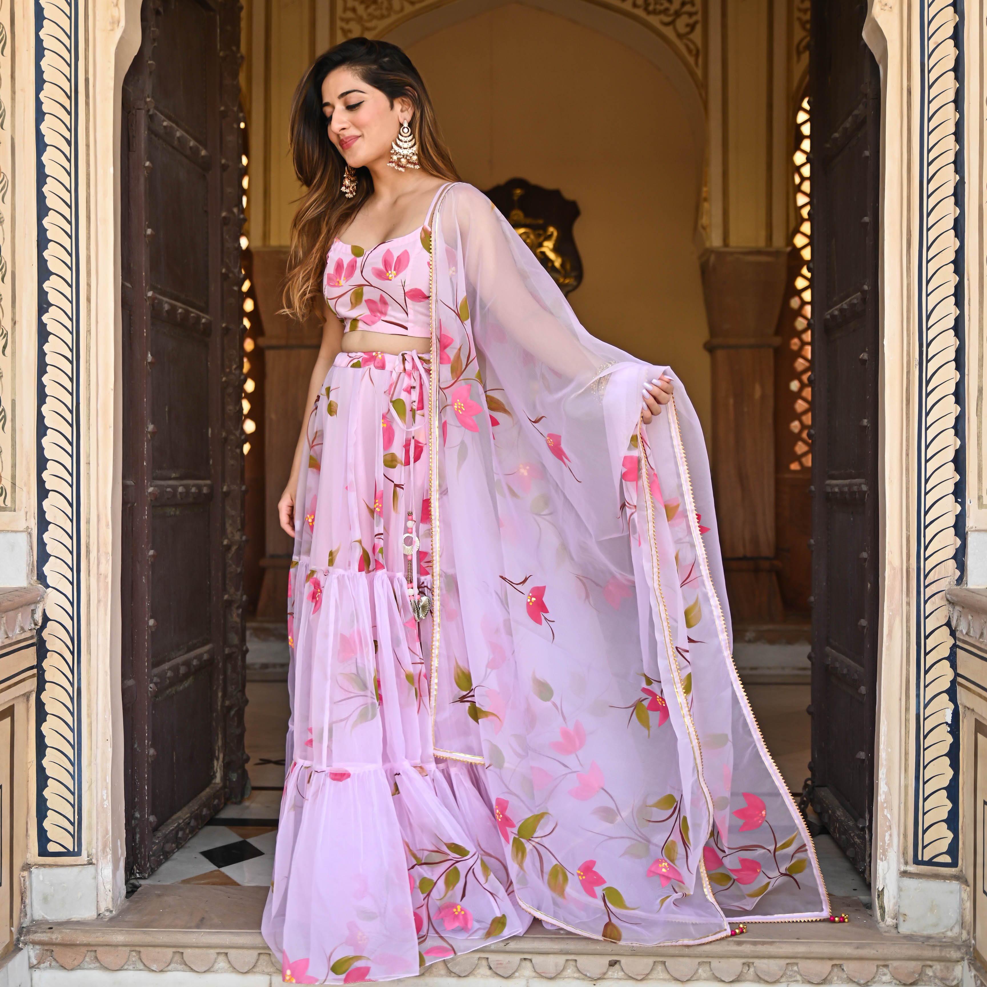 Baby pink Handpainted Lehenga Set
