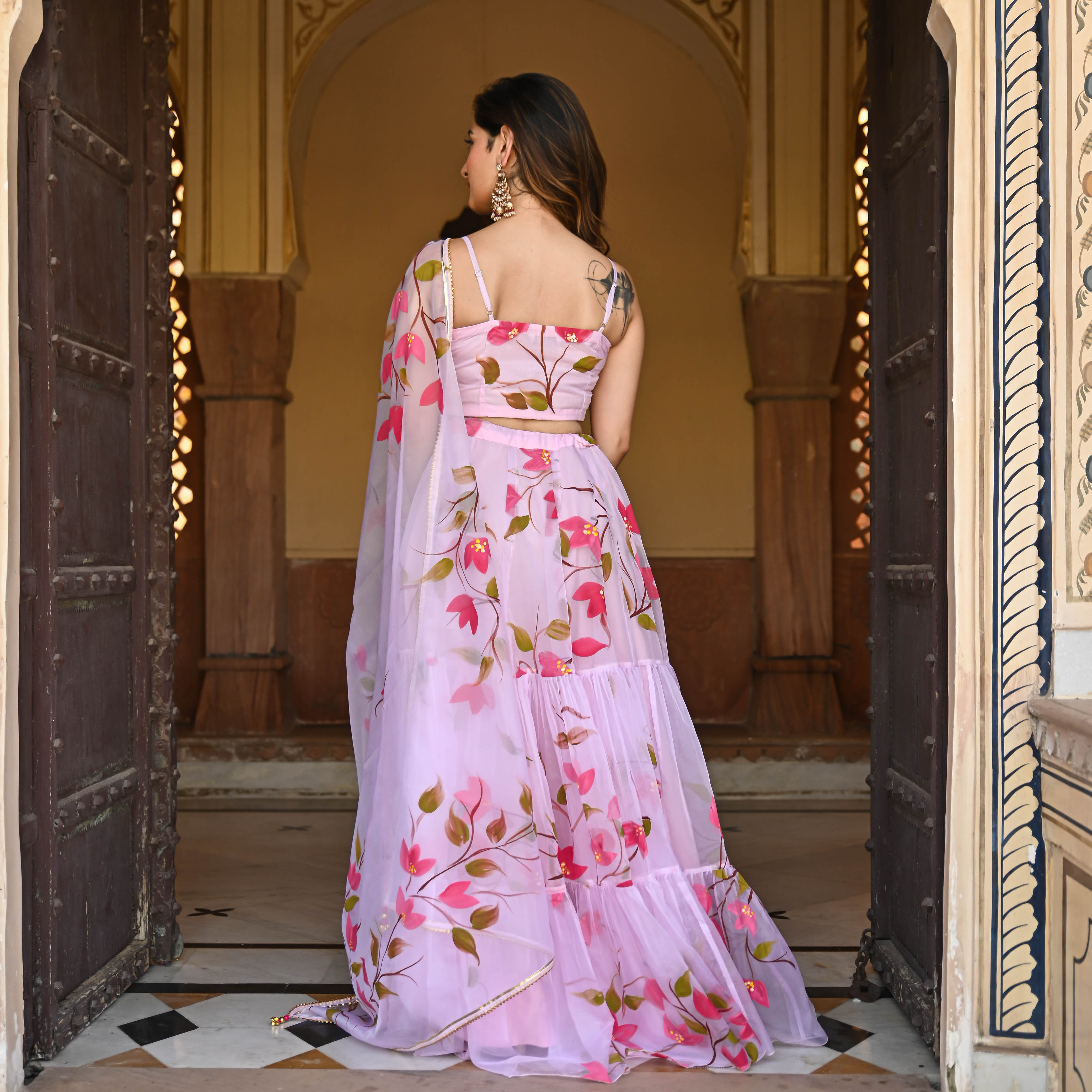 Baby pink Handpainted Lehenga Set