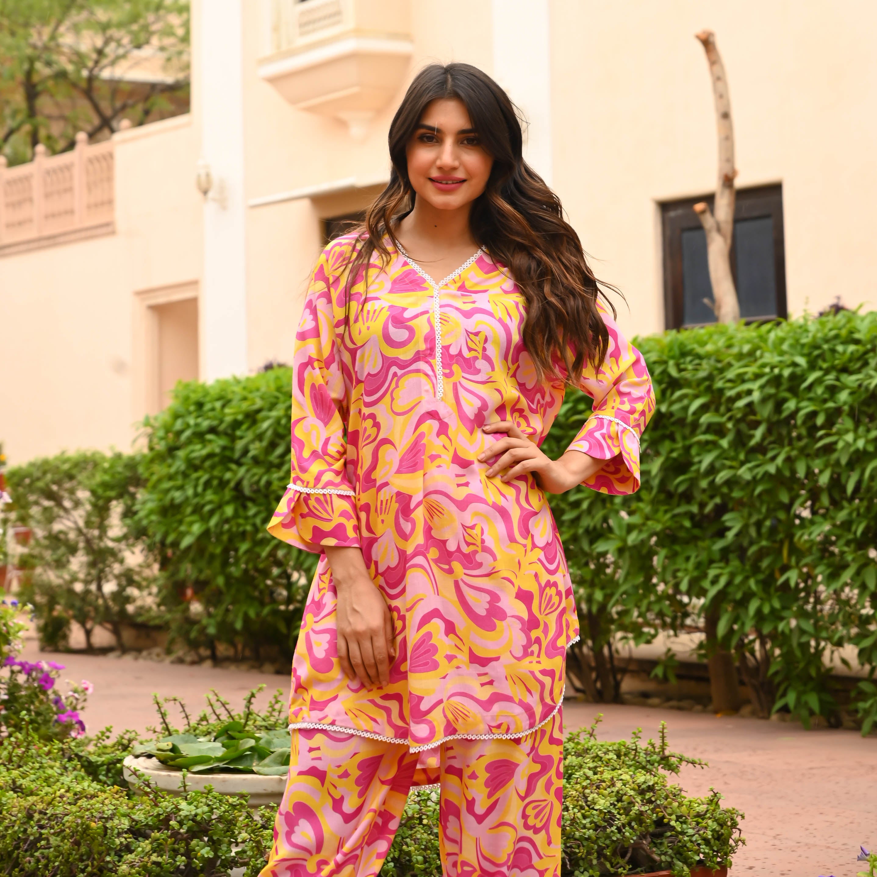 Harmony Hues Floral Print Kurta Pant Set For Women Online 