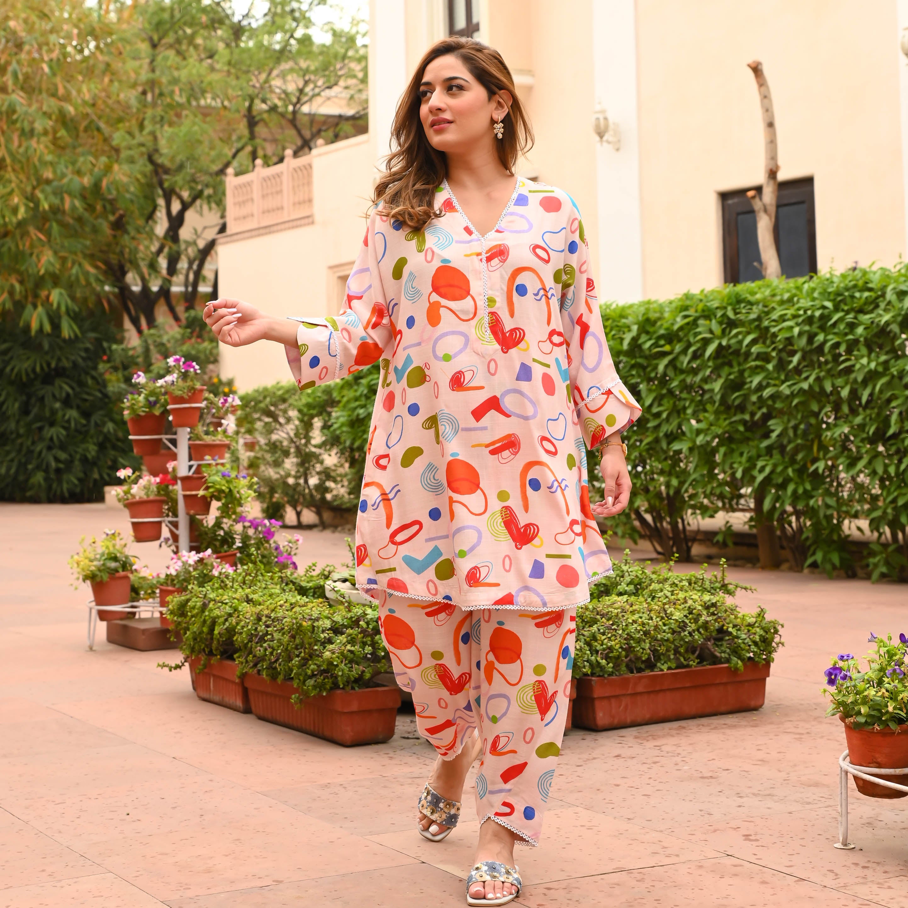 Doodle Hearts Kurta Pant Set For Women Online 