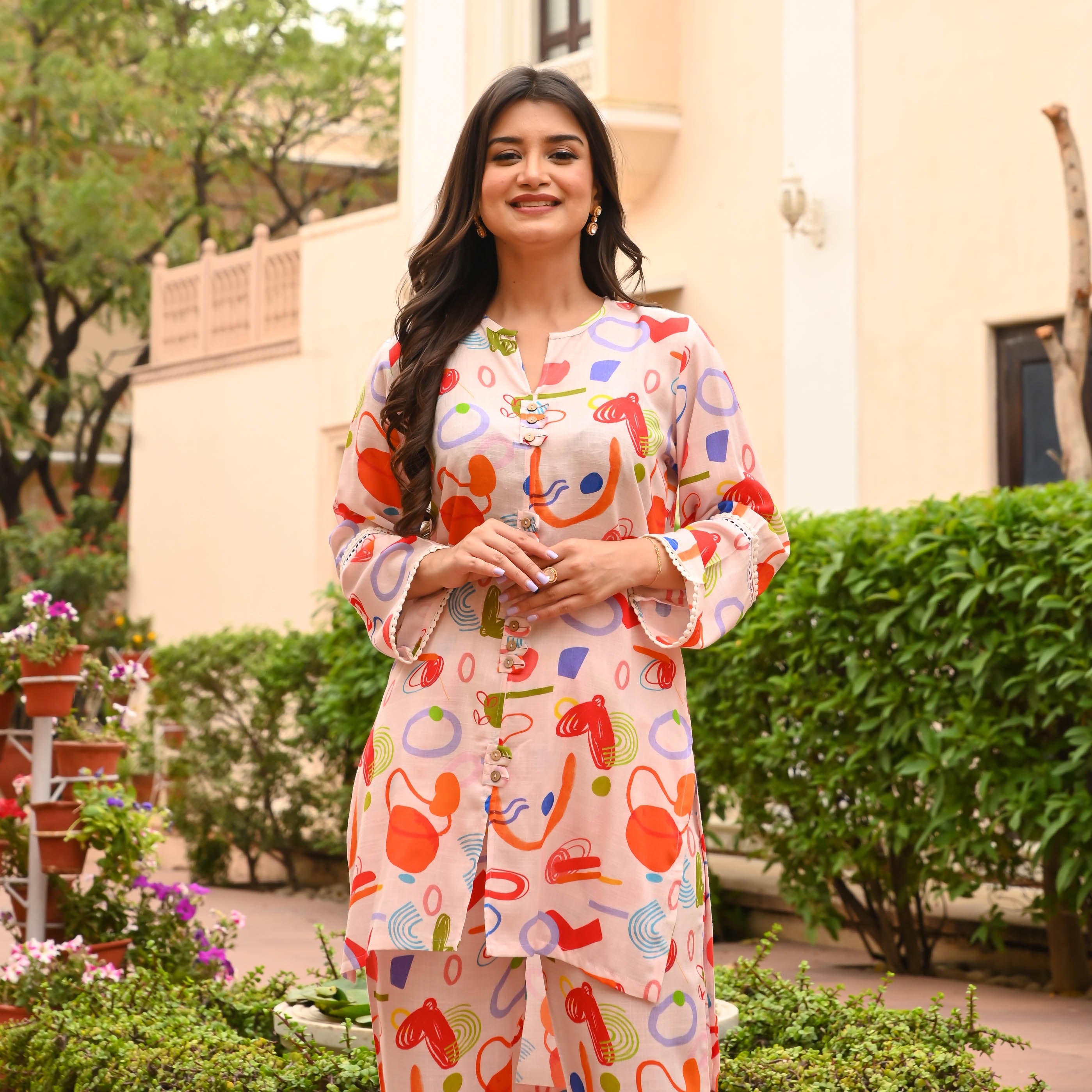 Blossoming Print Kurti Style Night Suit – Velure