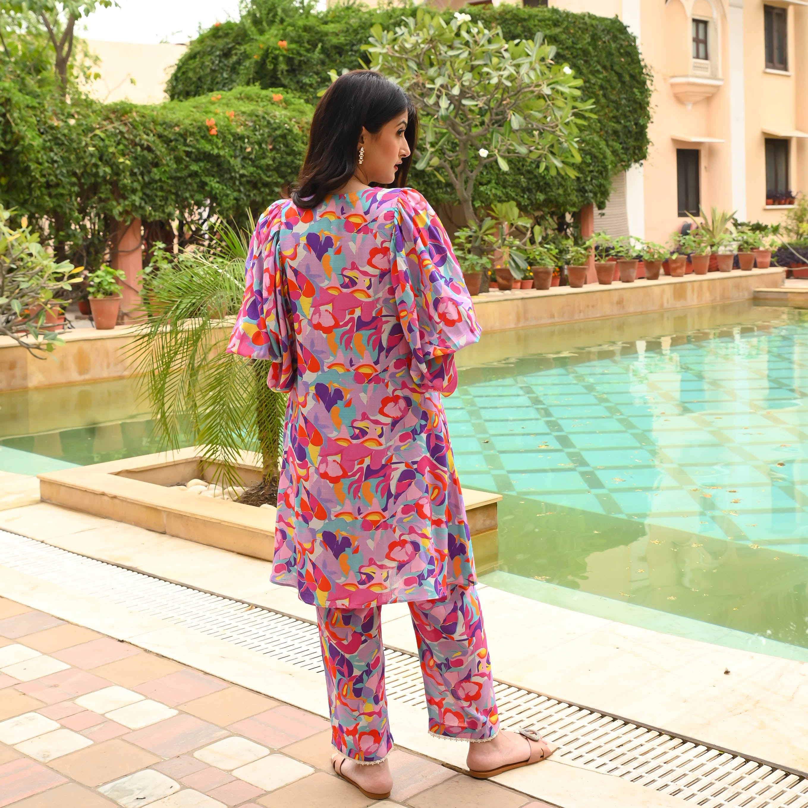 Buy online Aqua Cotton Straight Kurta Pant Suit Set for womens and girls at  best price at bibain 