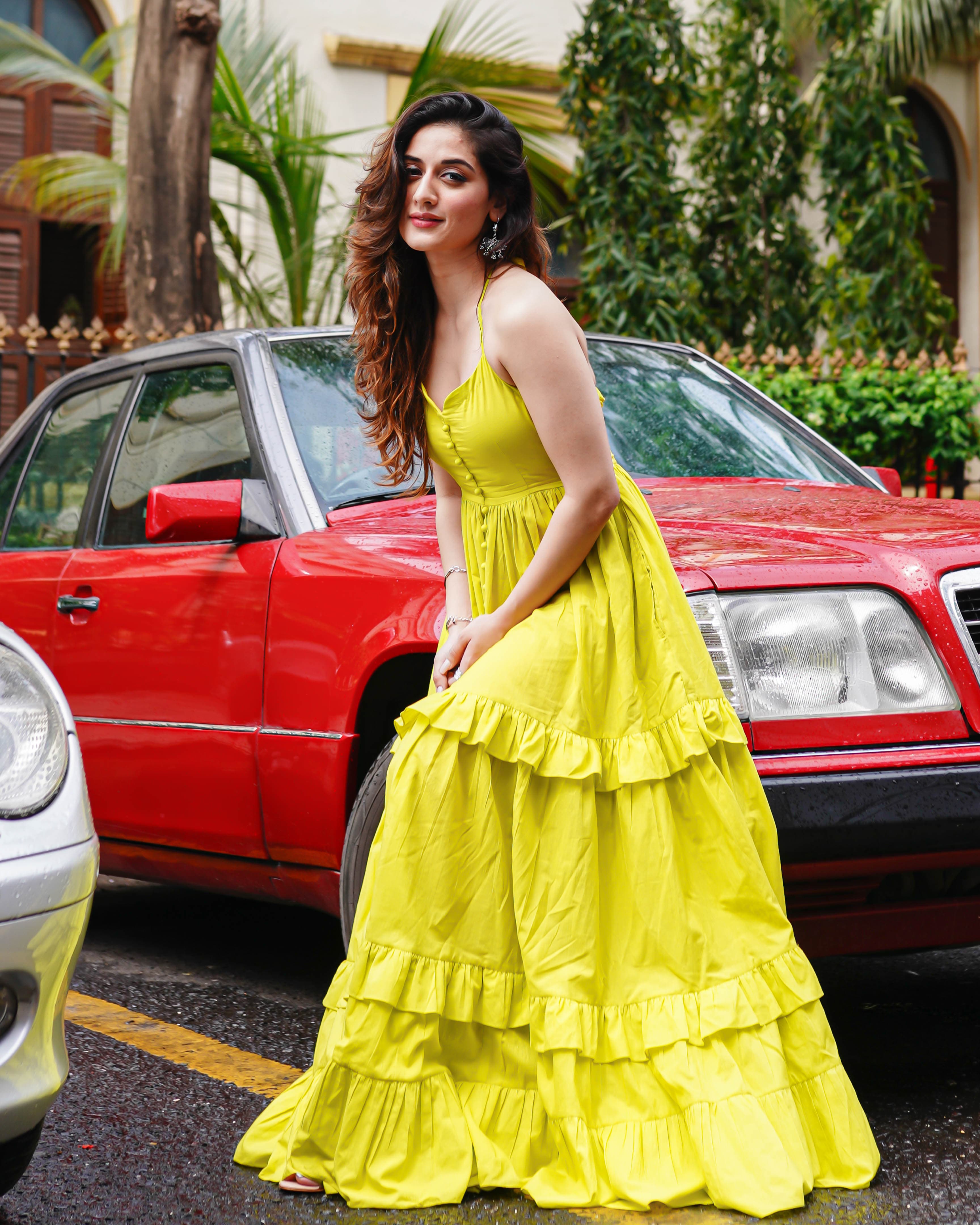 Yellow cotton maxi dress 