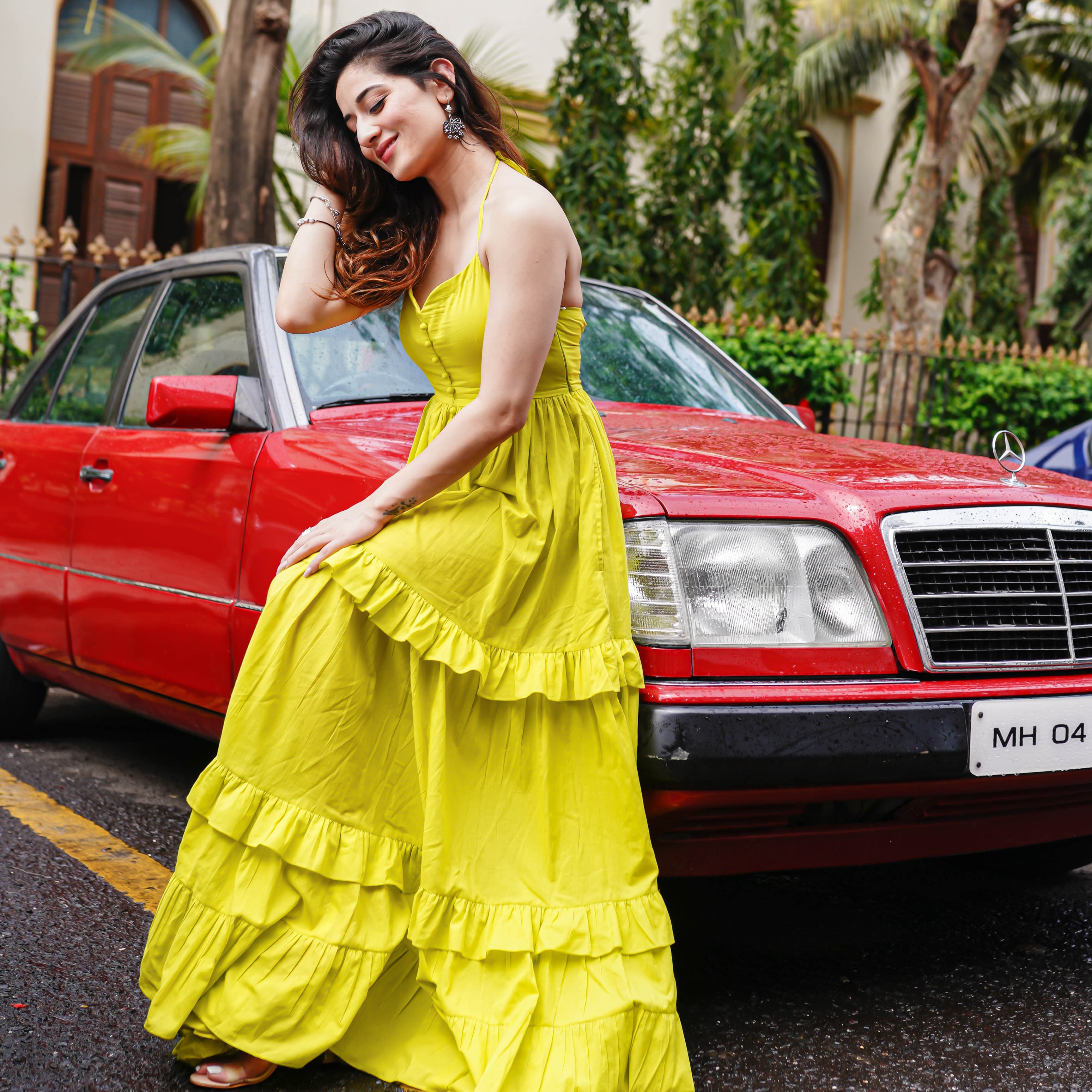 Yellow cotton maxi dress 