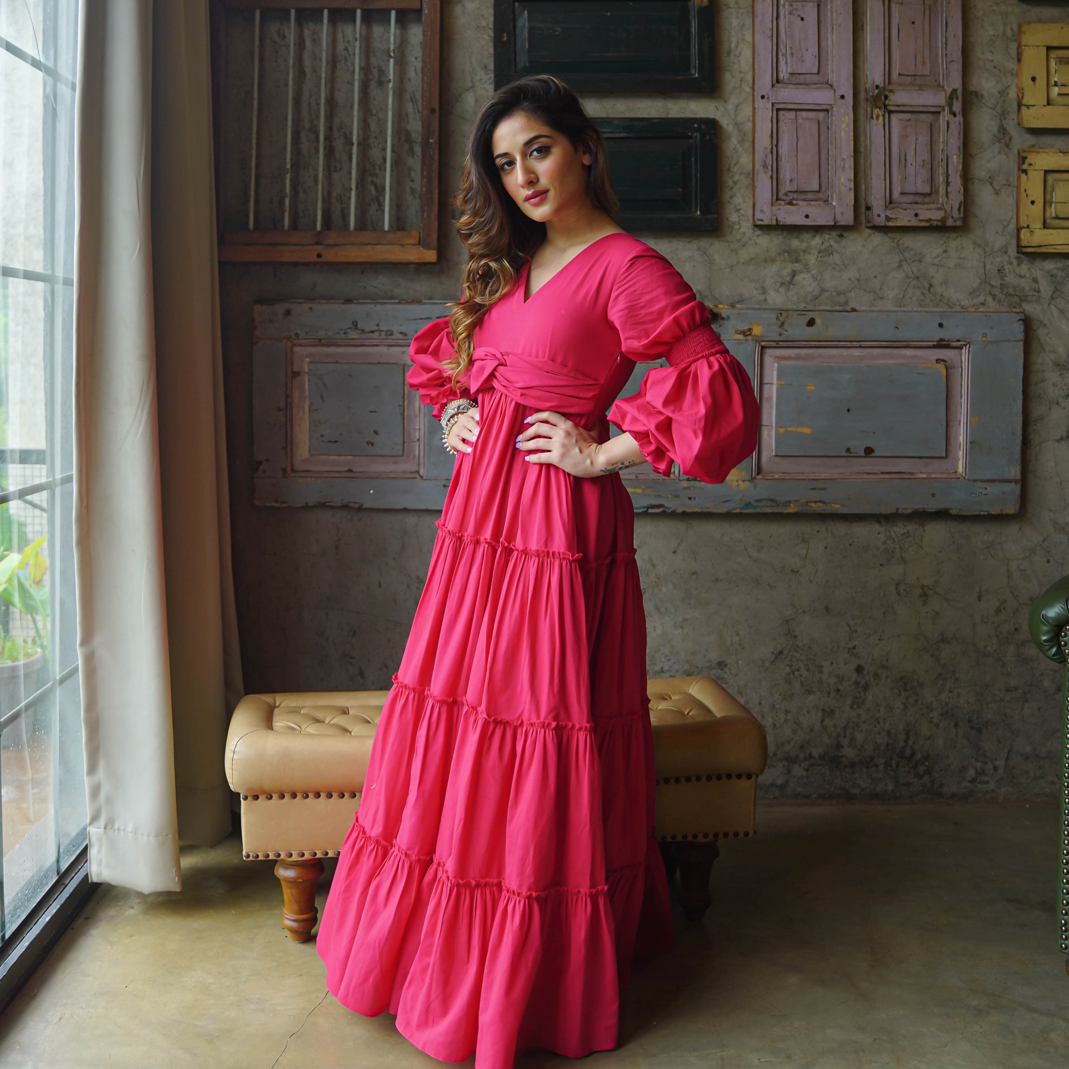 Pink Cotton Tier dress