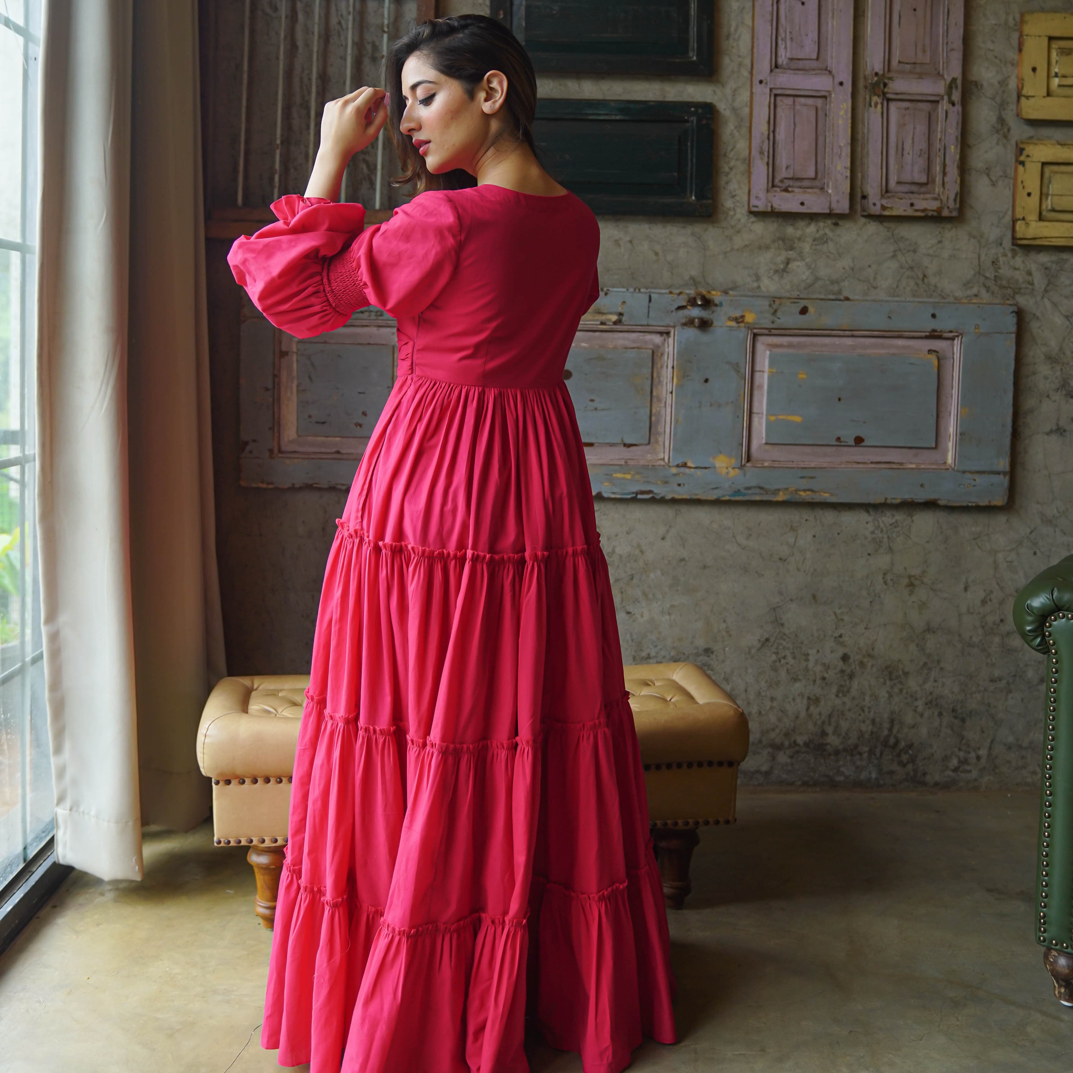 Pink Cotton Tier dress