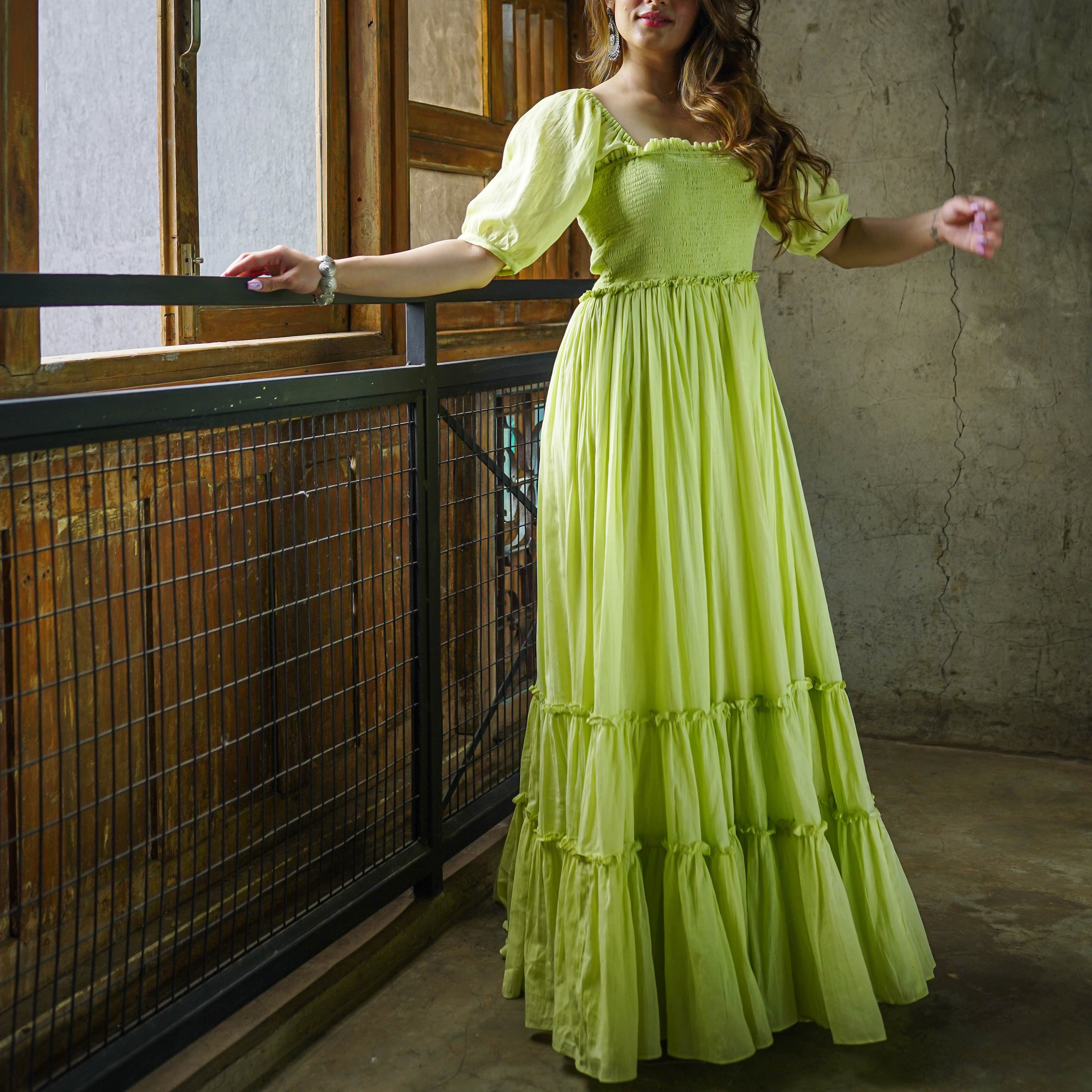 Green Tier long dress