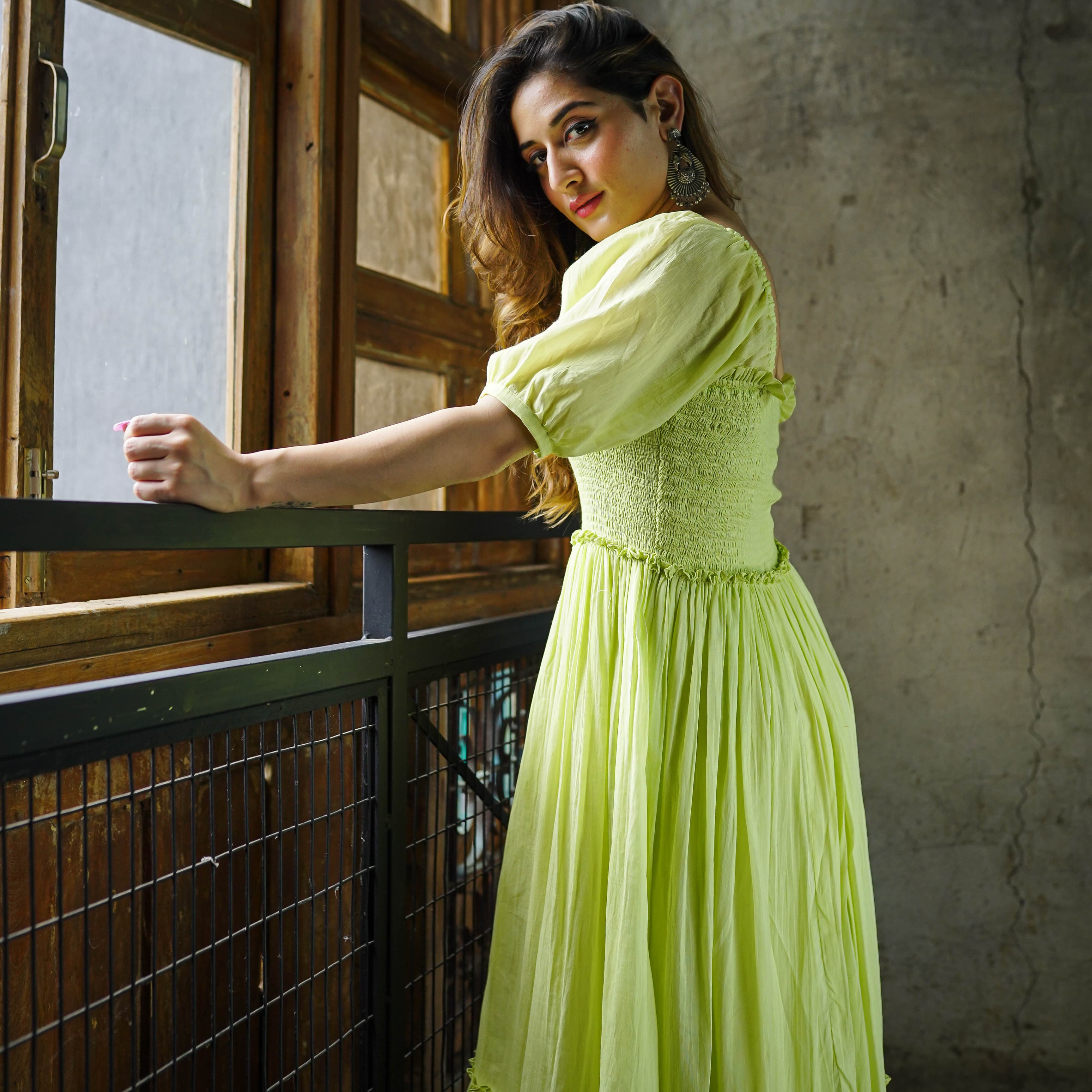 Green Tier long dress