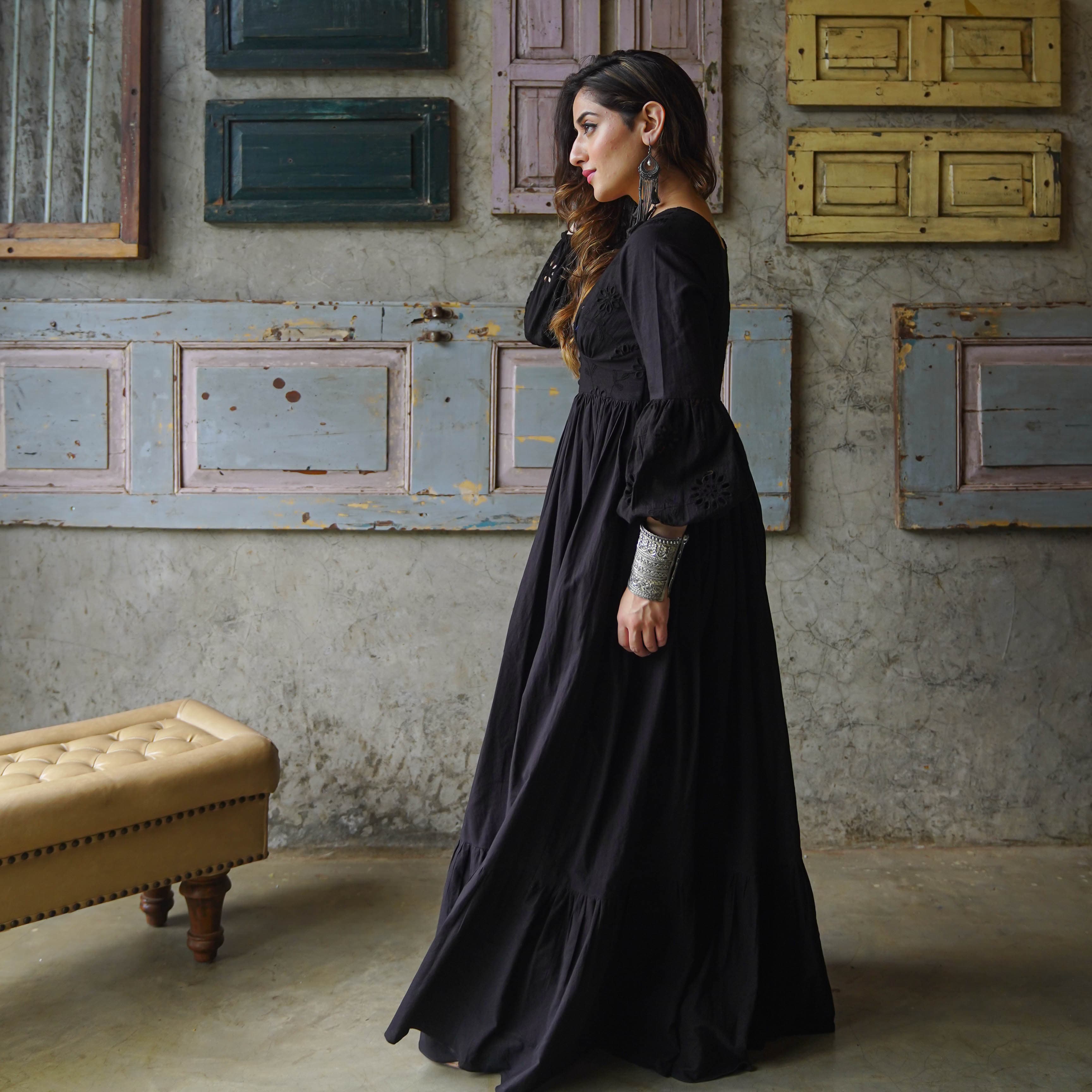 Black Color Floor Length Gown inspired from Sabyasachi – Panache Haute  Couture