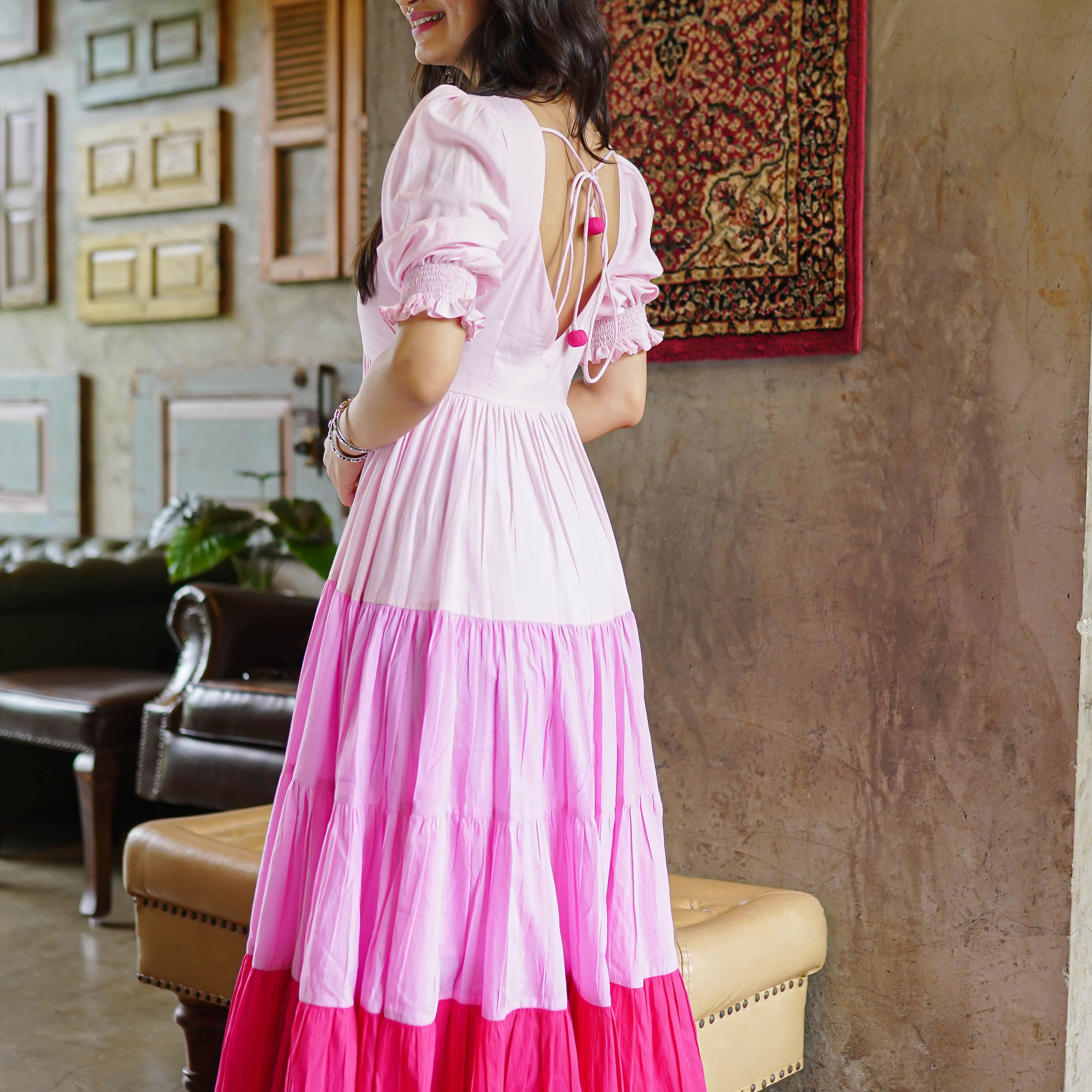 Pink Tier long dress 