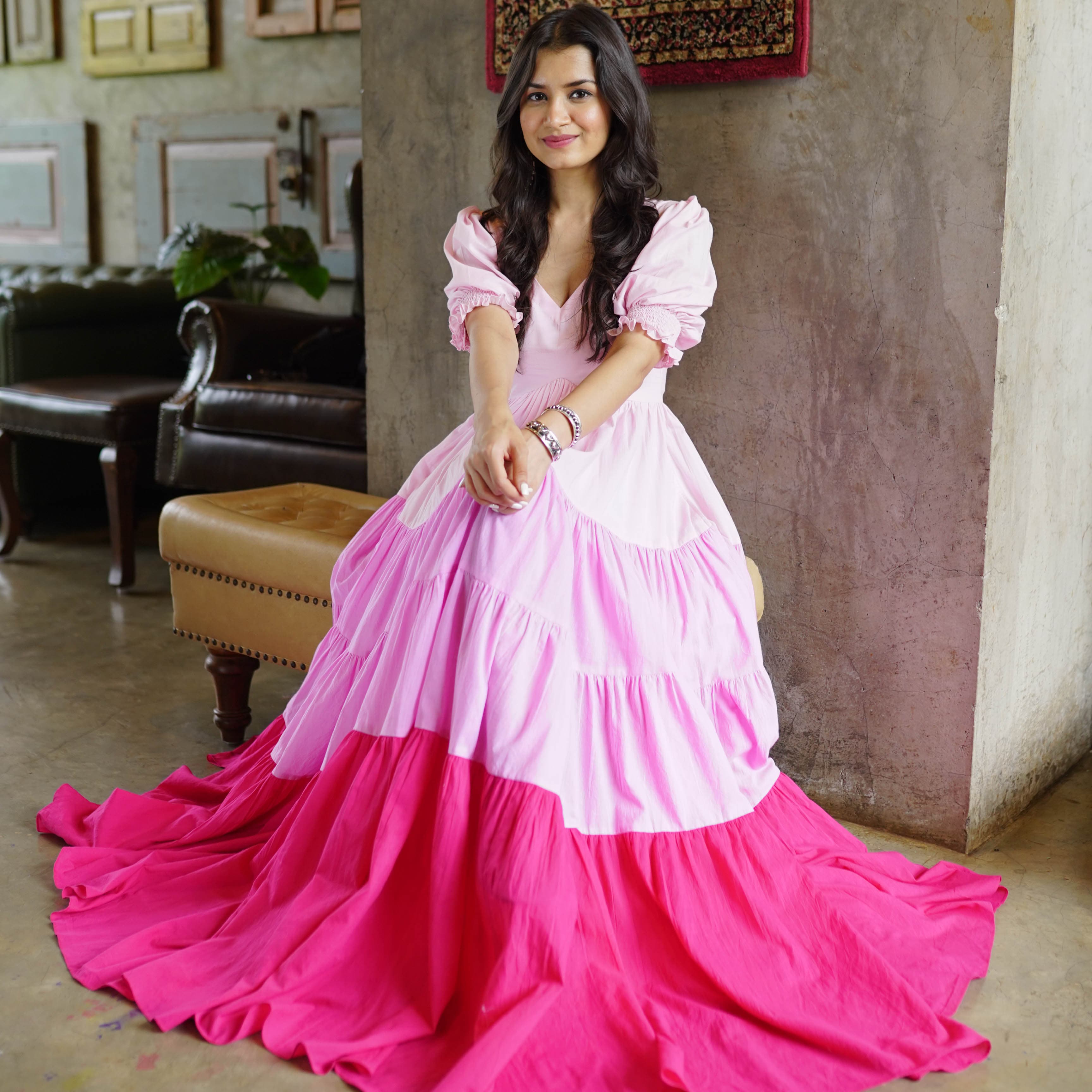  Shades Of Pink Cotton Maxi Dress For Women Online