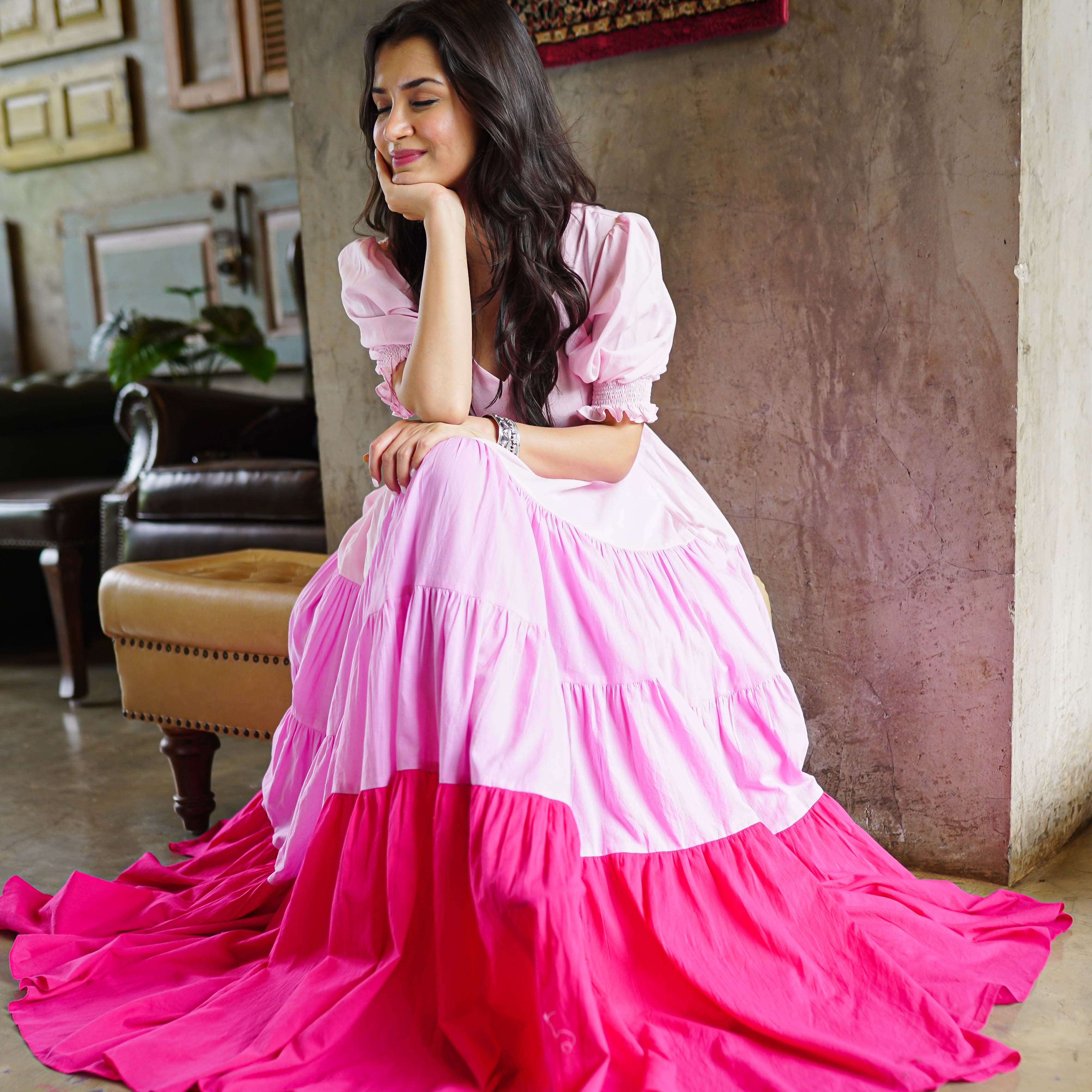 Shades Of Pink Cotton Maxi Dress