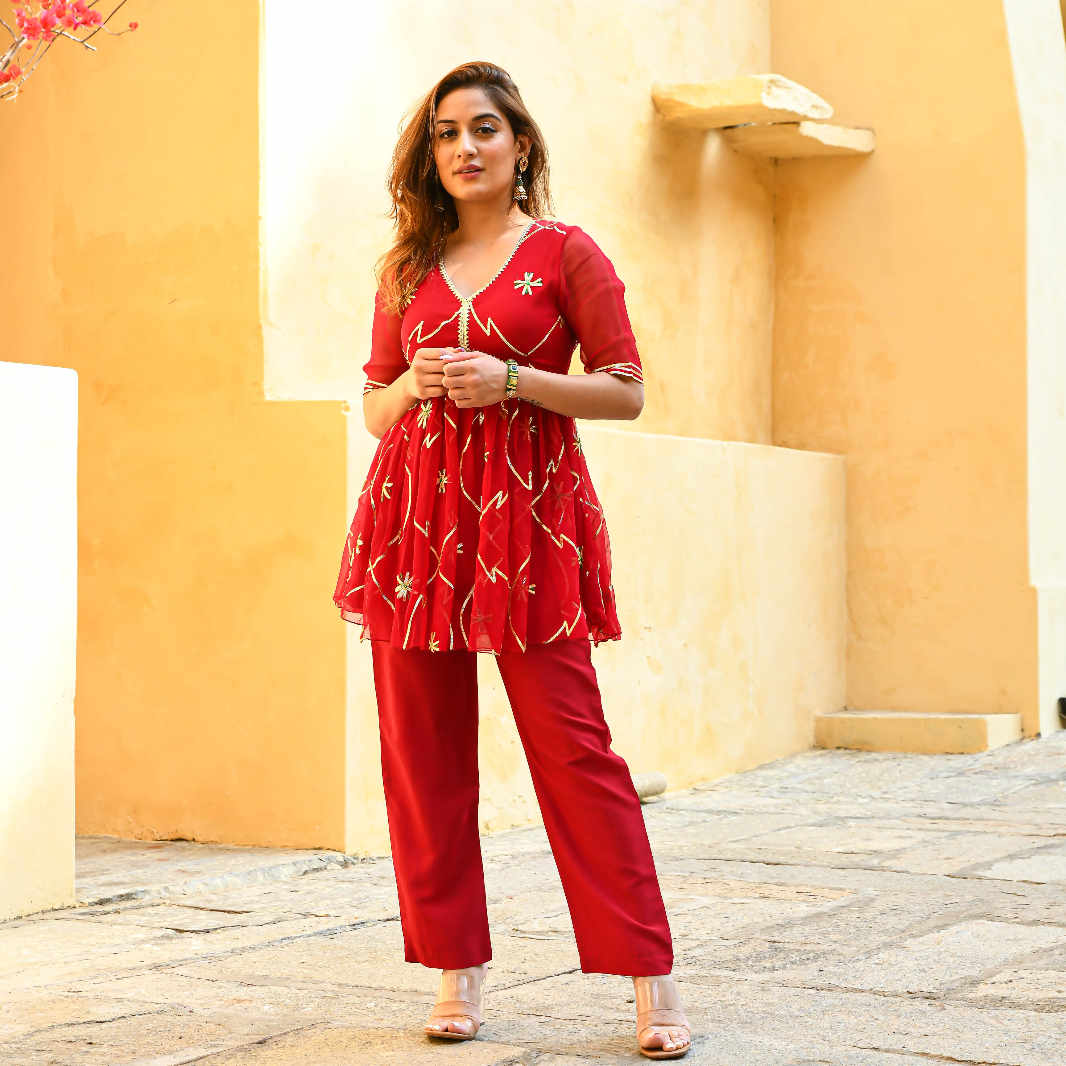 Jaipur Kurti Lingerie Jaipur Kurti Women Rust Ethnic Pirnt Straight Cotton Short  Kurta With Pyjamas Set Of 2 Online  Nykaa Fashion