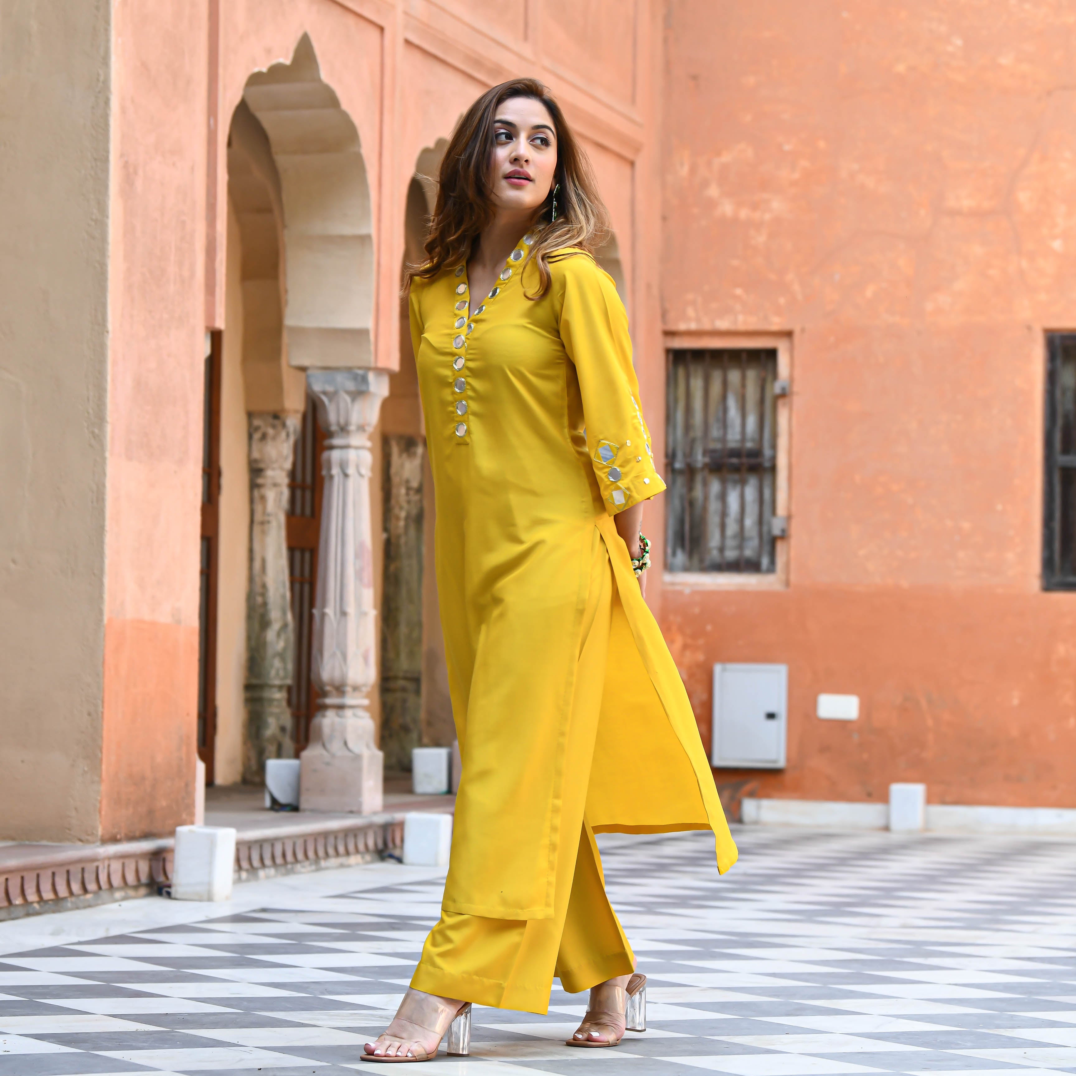Buy Exquisite WSR126 Muesli Multicolor Kantha Kurta Pant Set Online | Kessa  | Kurta with pants, Pants set, Kurti designs