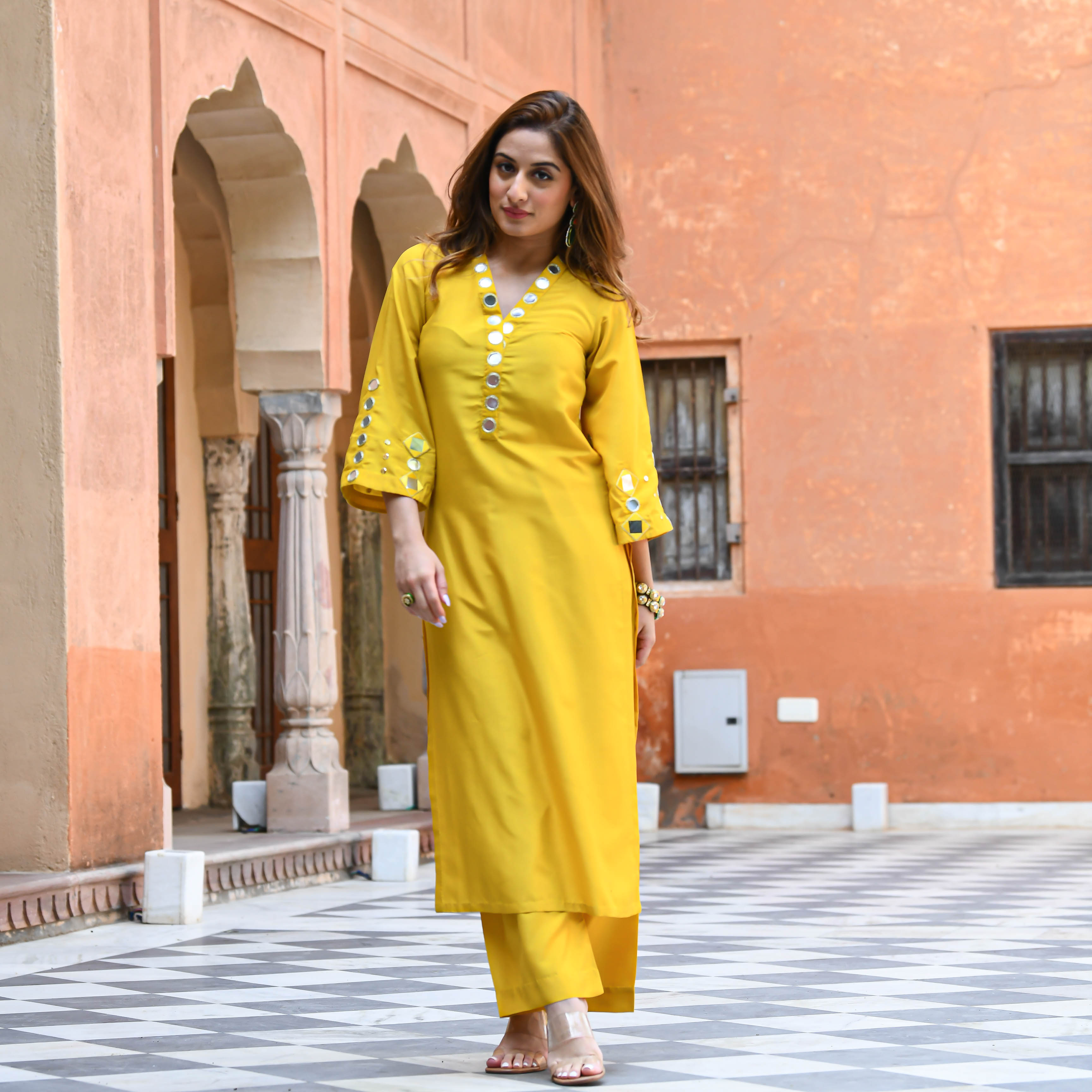 Basanti - Haldi yellow kurta set is a delightful garment... | Facebook