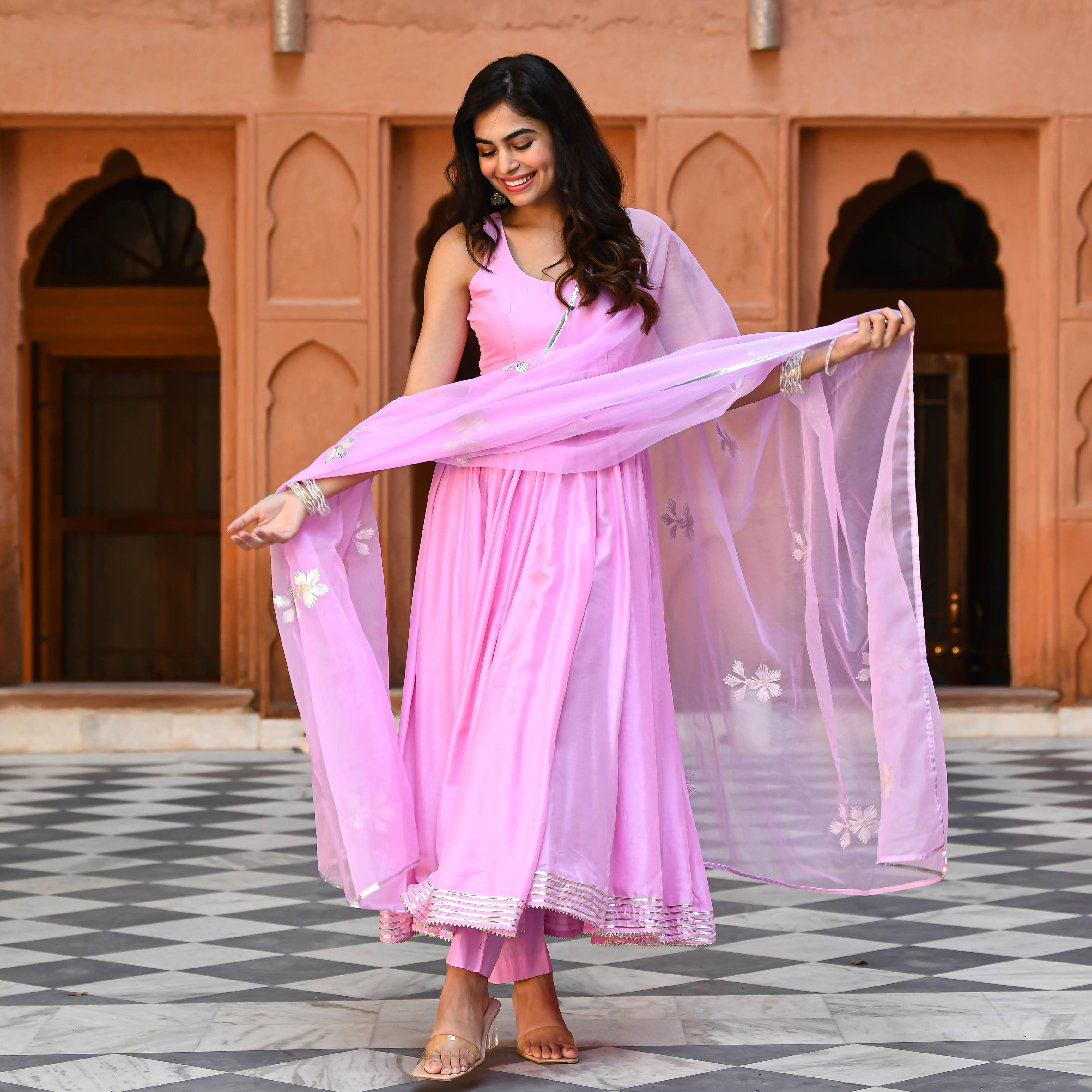 Shop Online Rama Silk Salwar Suit with Gota, Jacquard and Woven Work :  276851 -