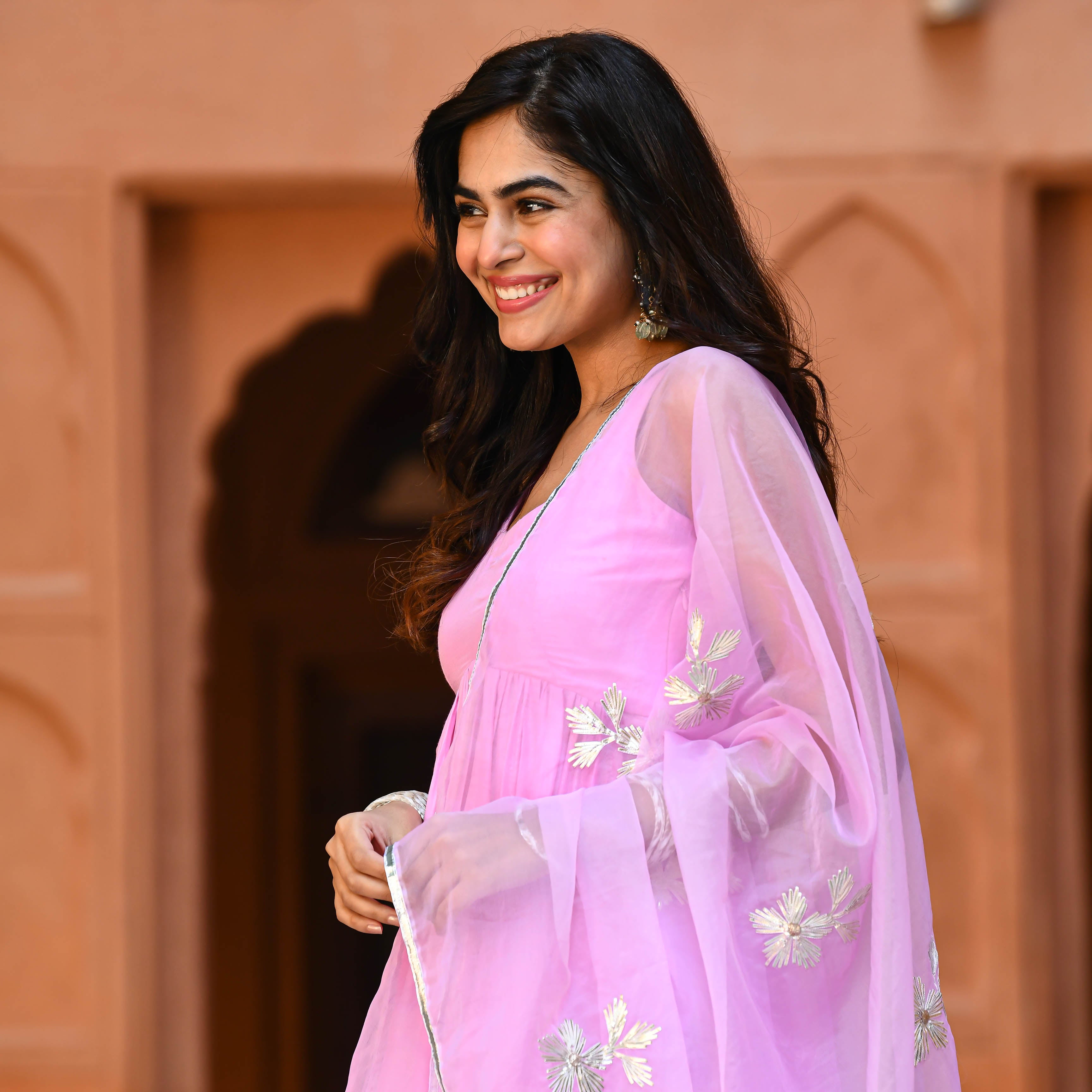  Orchid Pink Cotton Silk Salwar Suit Set For Women Online
