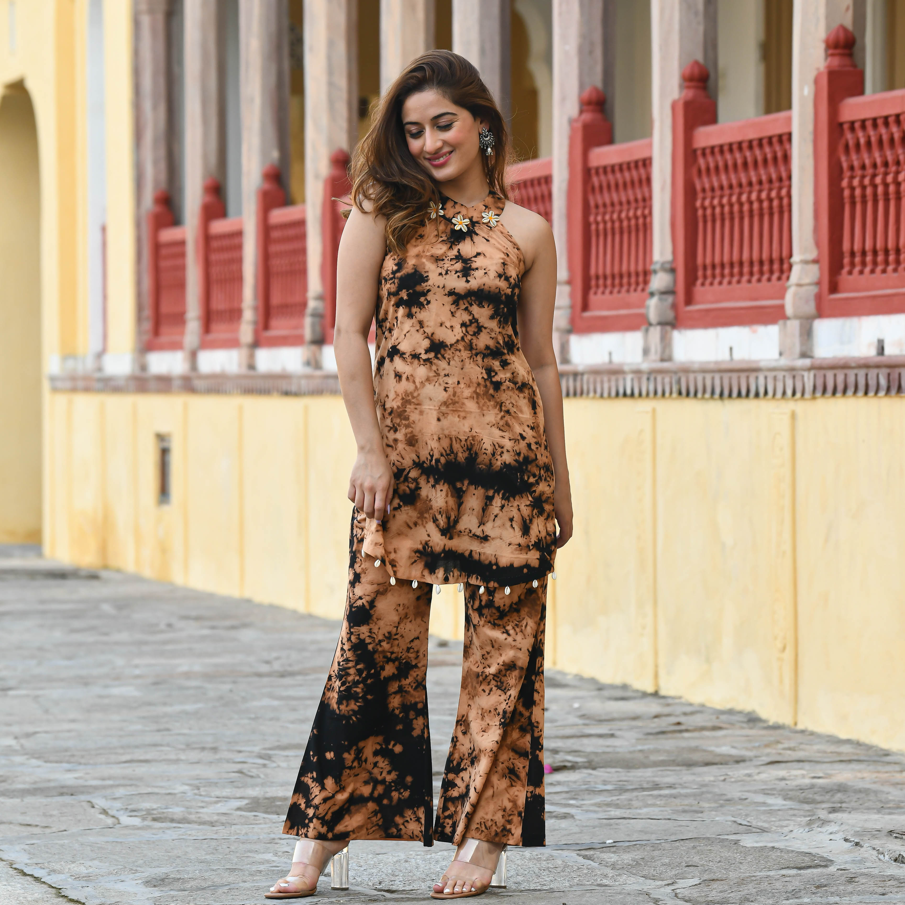 Black Brown Cotton Designer Traditional Kurti Set For Women Online