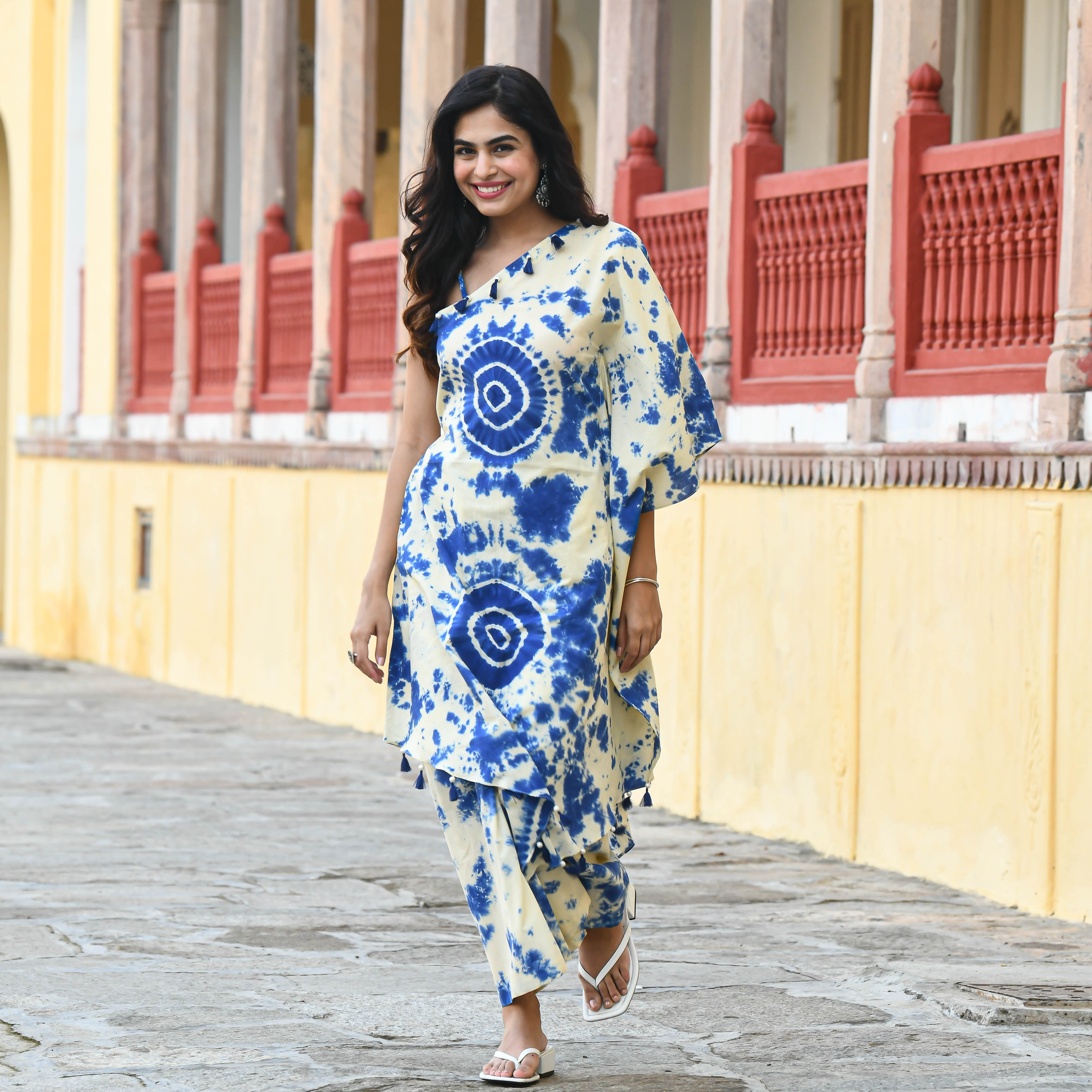 Buy Peach Aline Kurta Dhoti Pants Set Online  W for Woman
