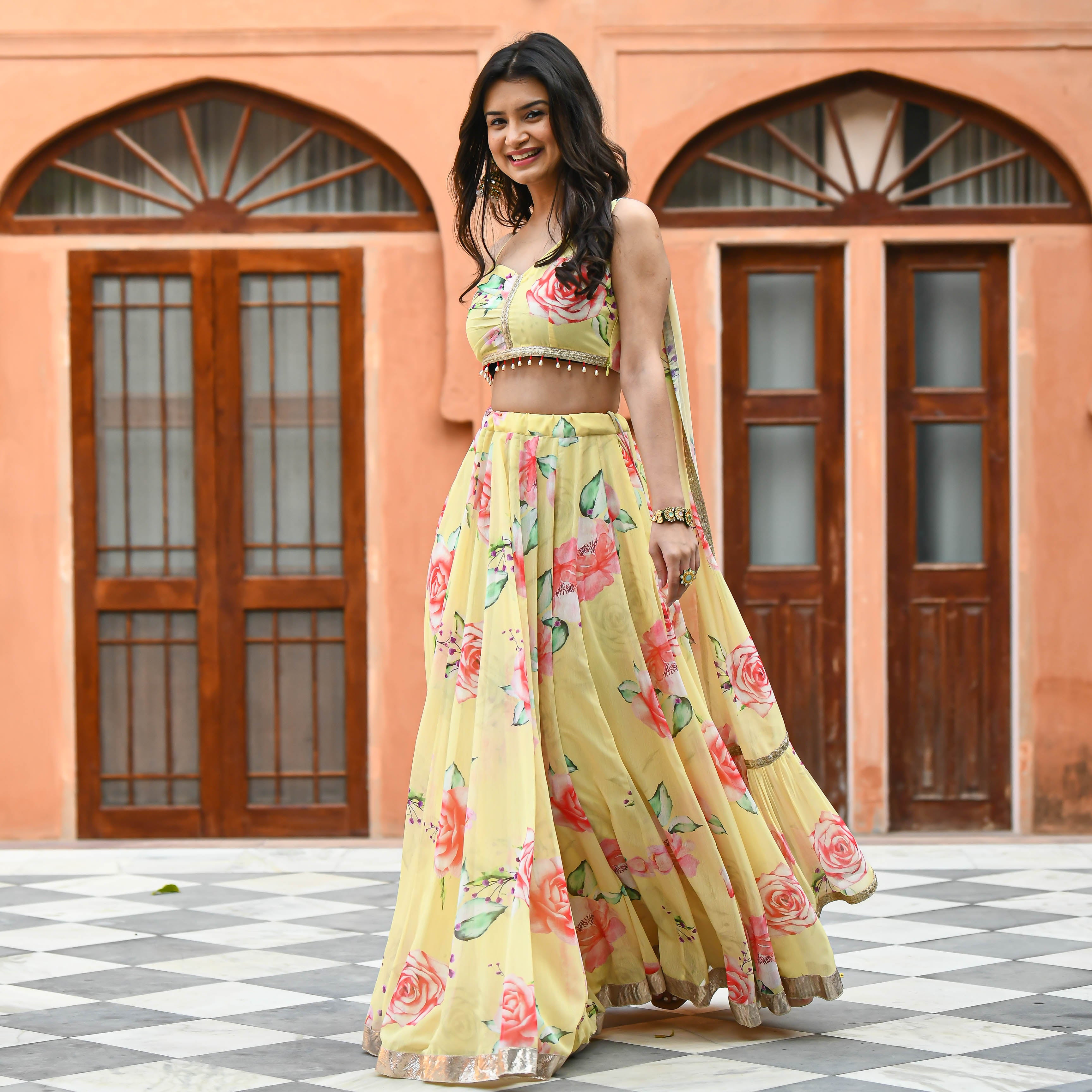 Buy Punit Balana Beige Chanderi Silk Floral Print Lehenga Set Online | Aza  Fashions | Bridal lehenga choli, Floral lehenga, Lehenga choli