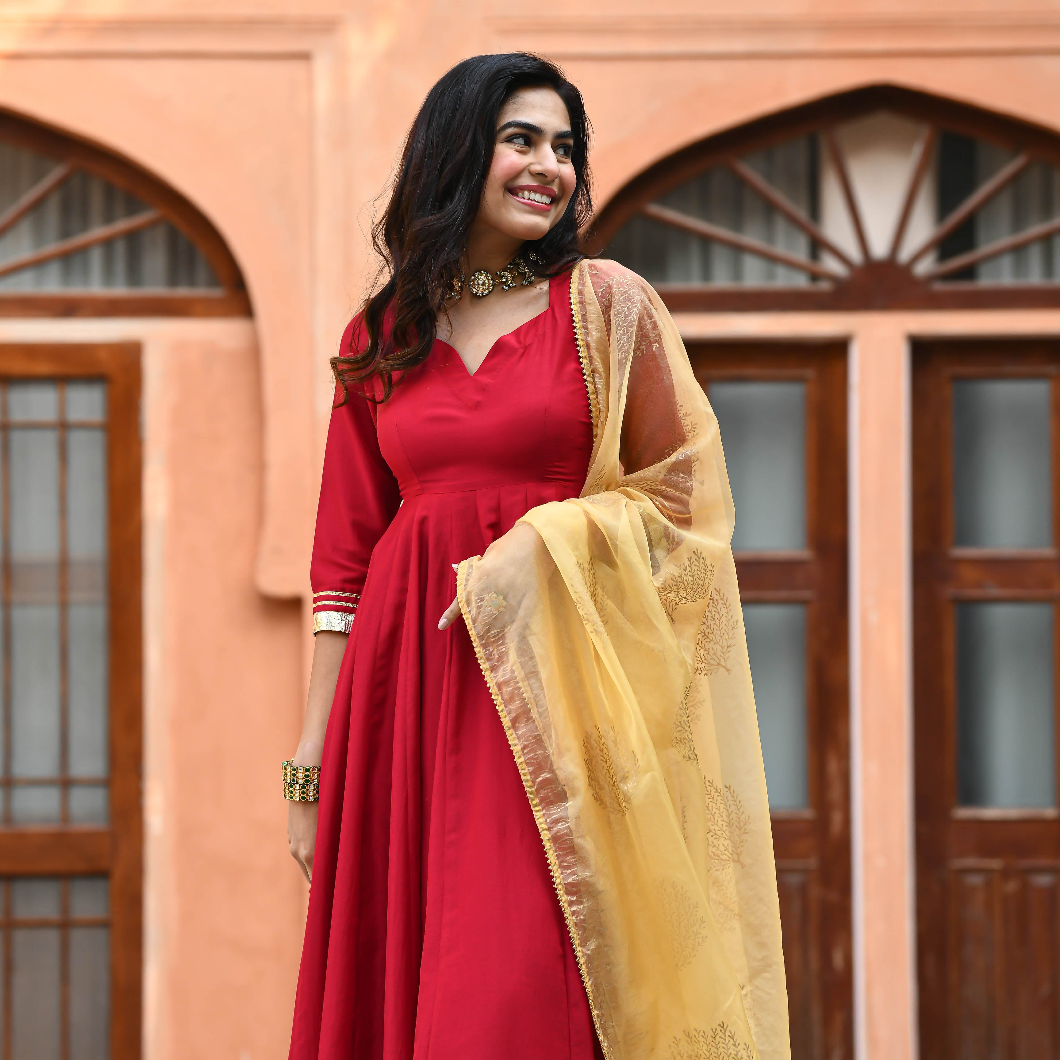 Red salwar suit collection sales