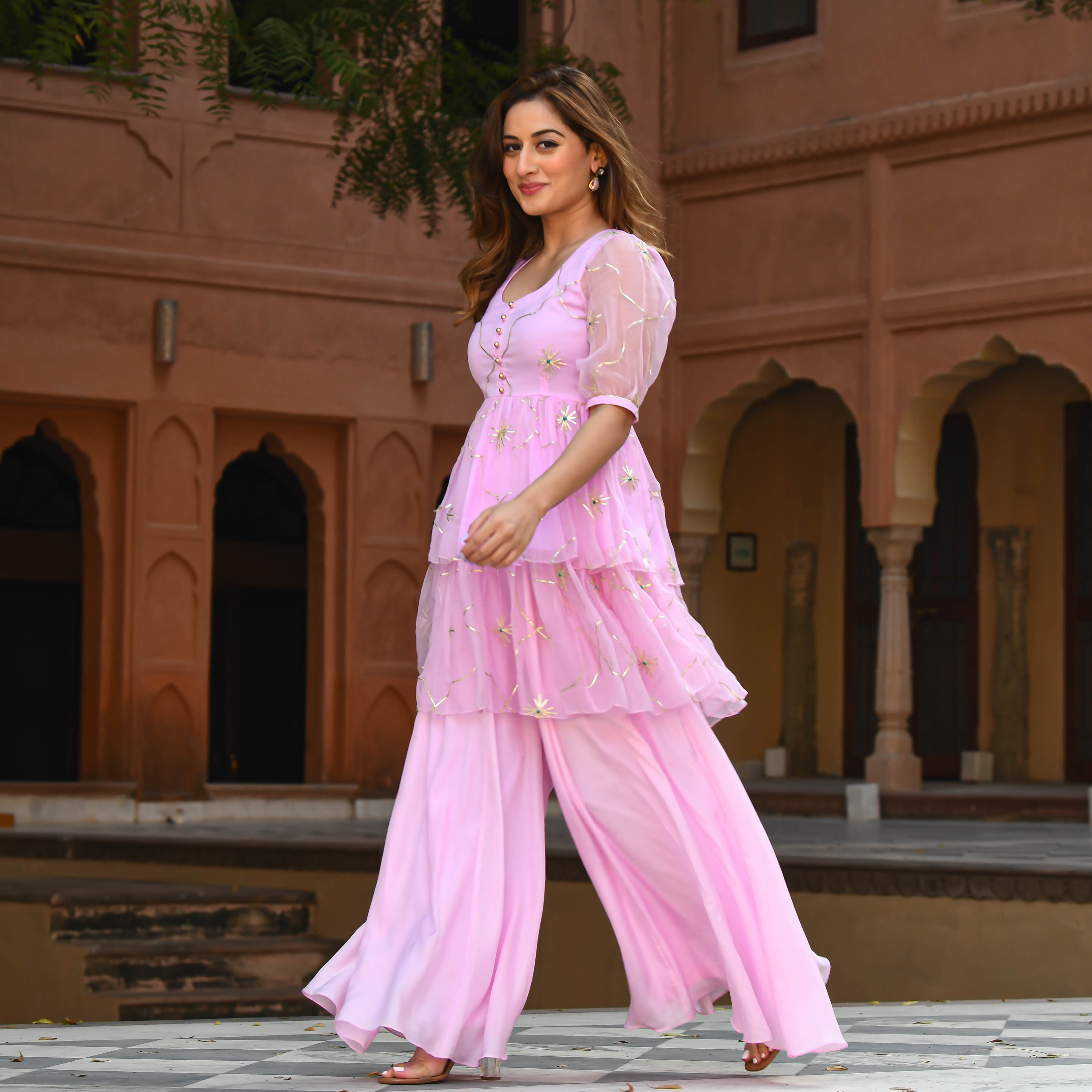 Light Pink Short Kurta & Pants