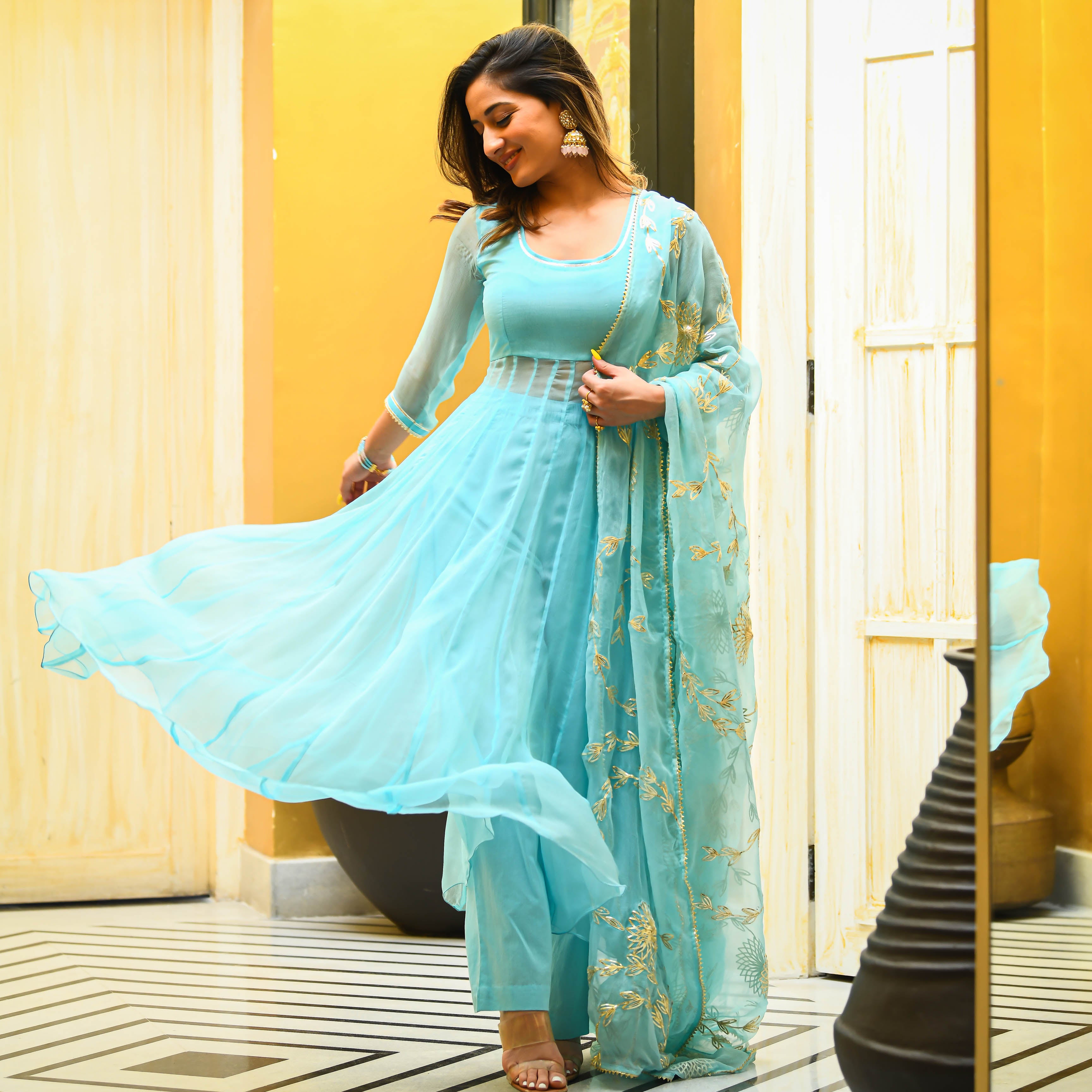 Women's Sky Blue Colour Semi-Stitched Suit Sets - Dwija Fashion in 2023 |  Suits for women, Pink fashion, Women